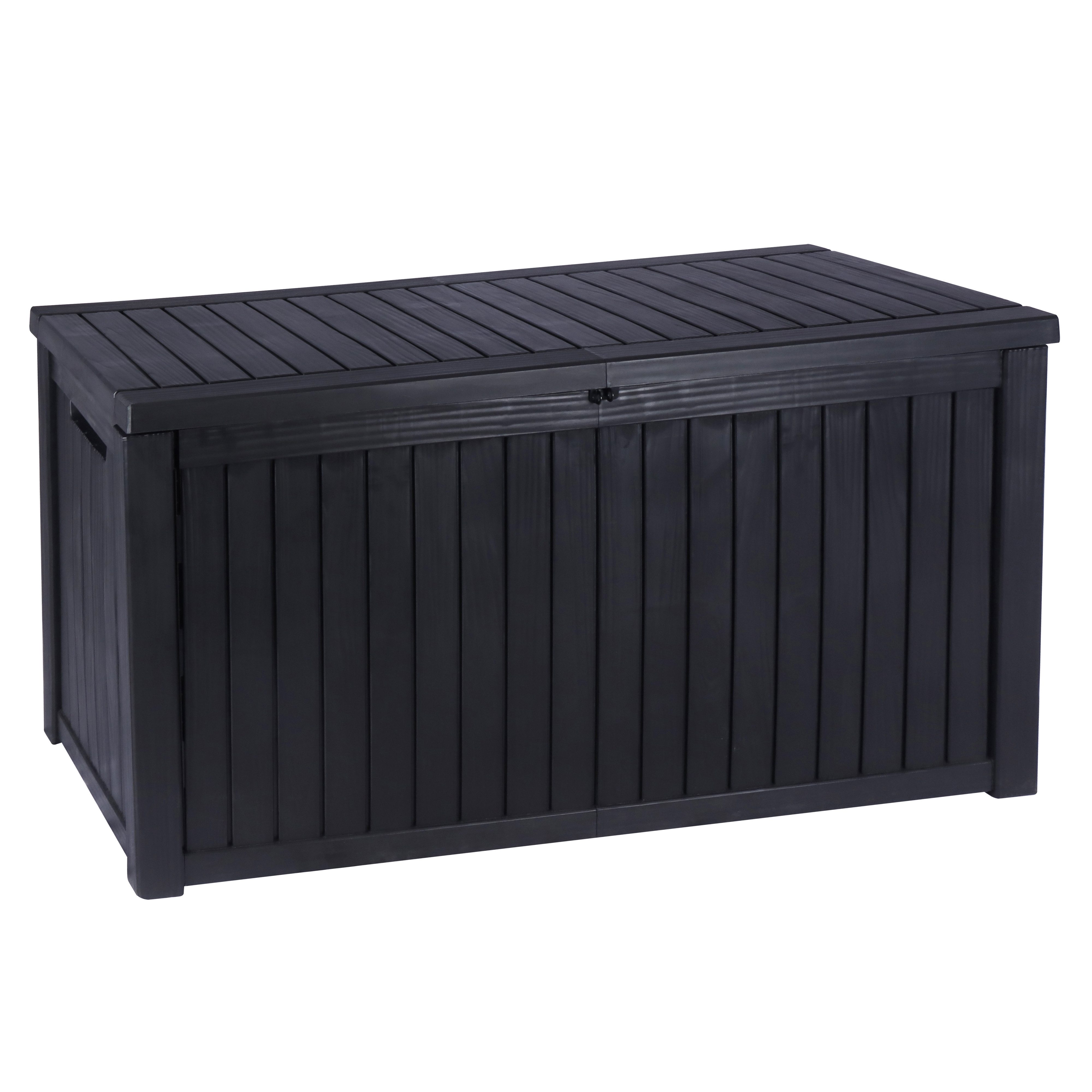 Koll Living Gartenbox 'Cedar', 680 Liter, Kunststoff Holzoptik, Schwarz (abschließbar), wasserdicht, UV & witterungsbeständig