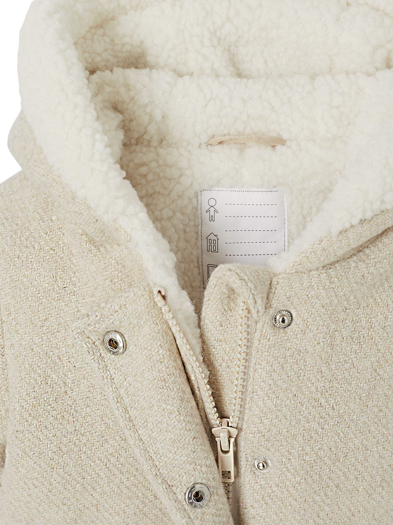 vertbaudet Dufflecoat Baby Mantel aus Wollmix mit Glitzereffekt und Kunstfellfutter