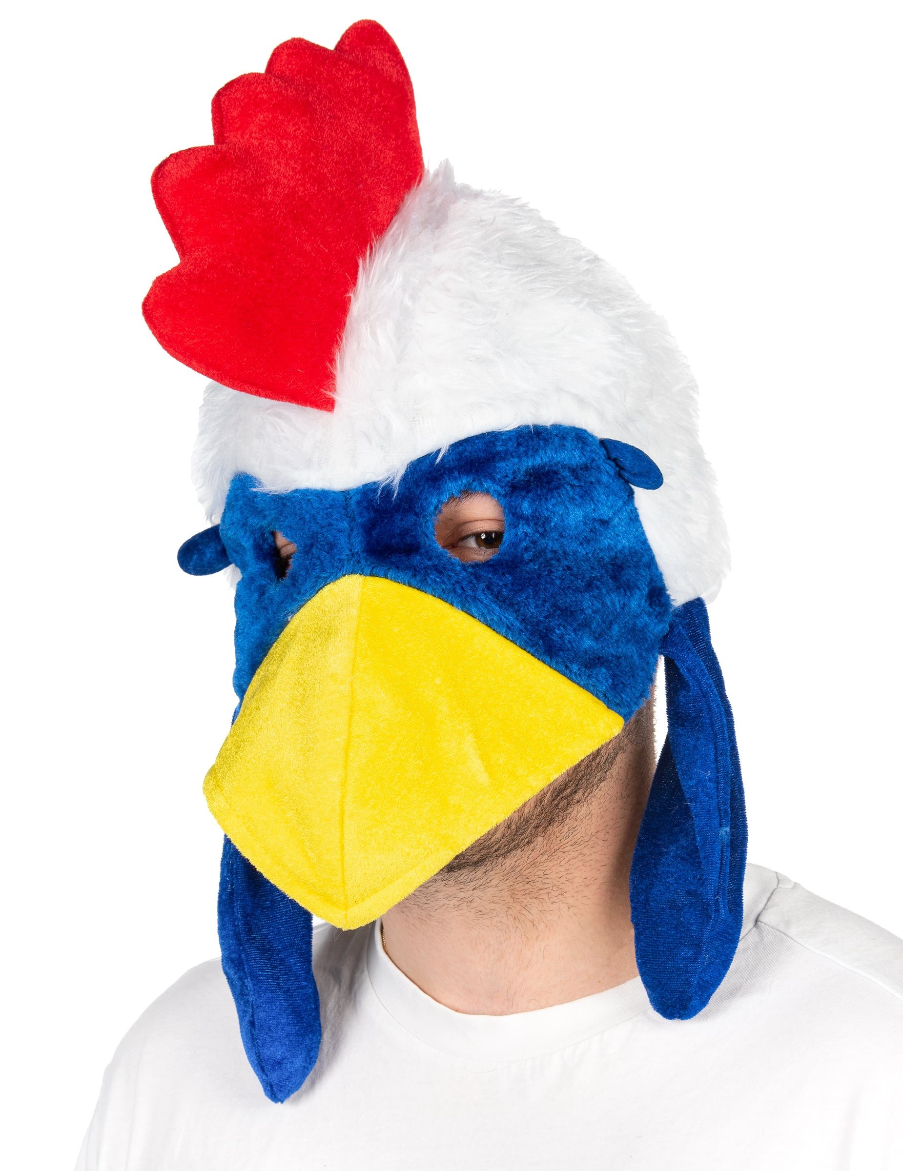 Kostüm Hahn Maske in blau weiß rot