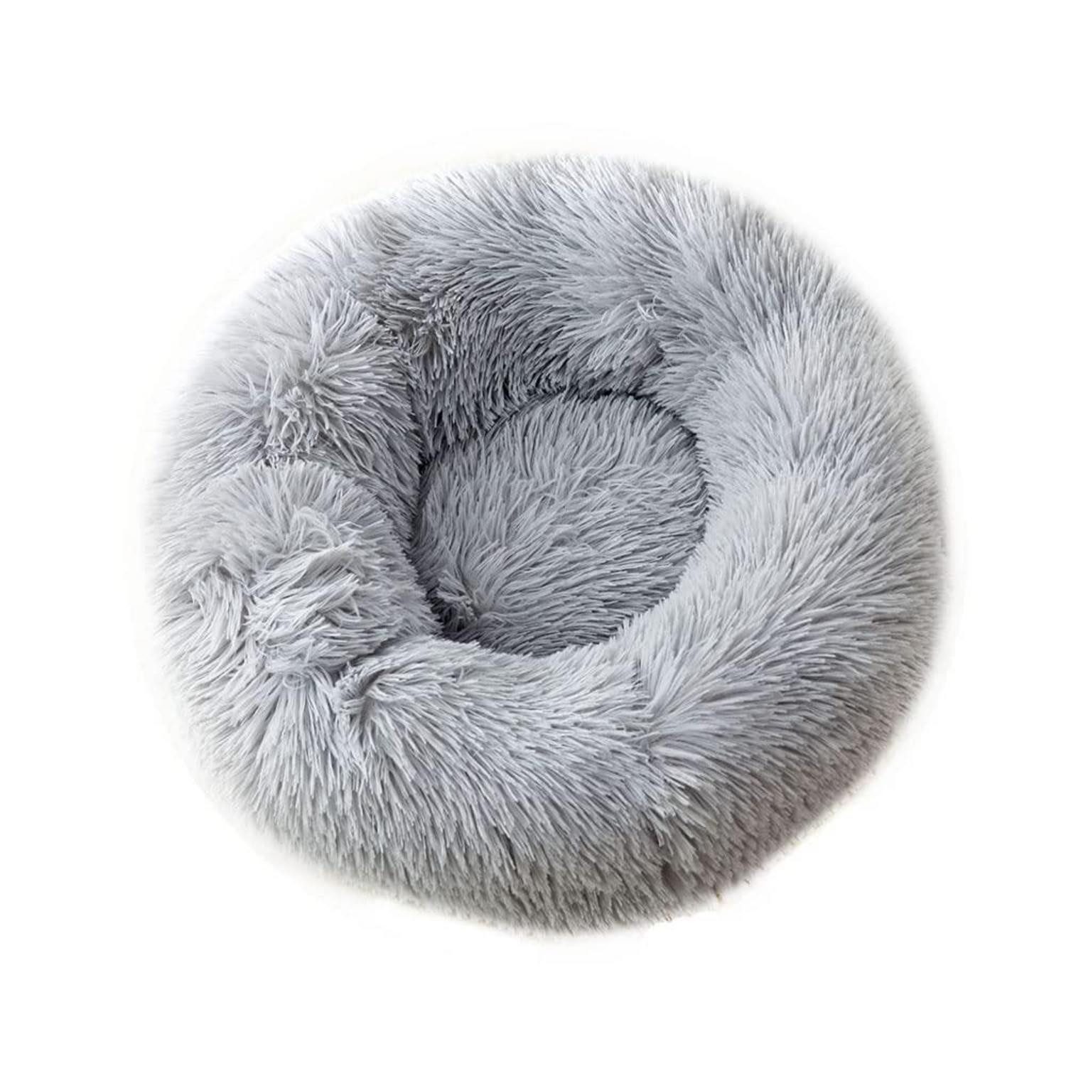LuxusKollektion Tierkissen Hundebett Donut Plüsch Hellgrau 60cm