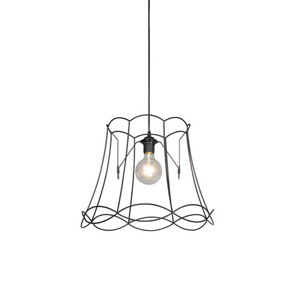 Qazqa Pendelleuchte Granny Frame, ohne Leuchtmittel, E27, Schwarz, Retro, Stahl, 1-flammig