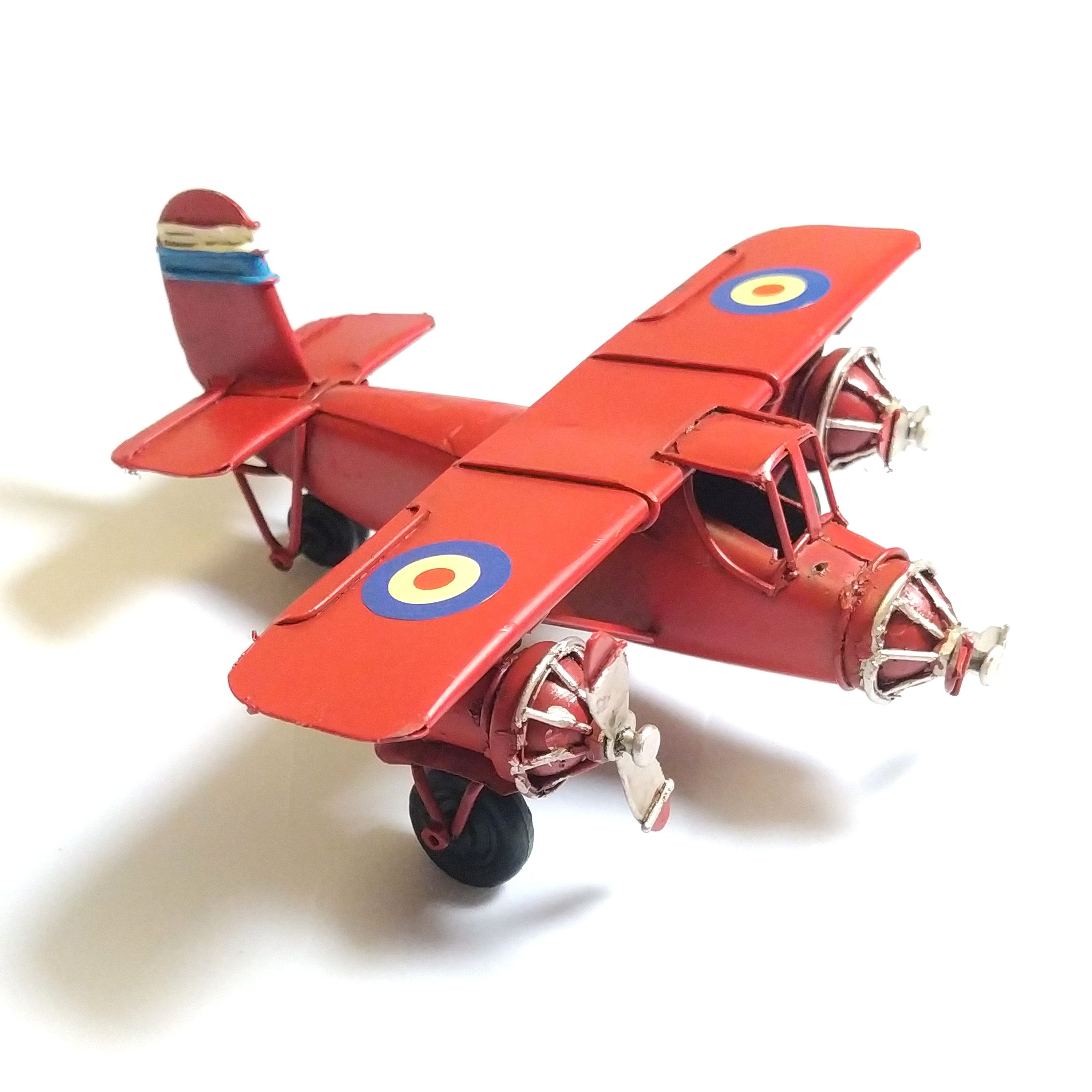 Dynasun Modellflugzeug Car 2004D-2440, (1-tlg), Flugzeug Rot 16cm Vintage Flugzeugmodell aus Metall