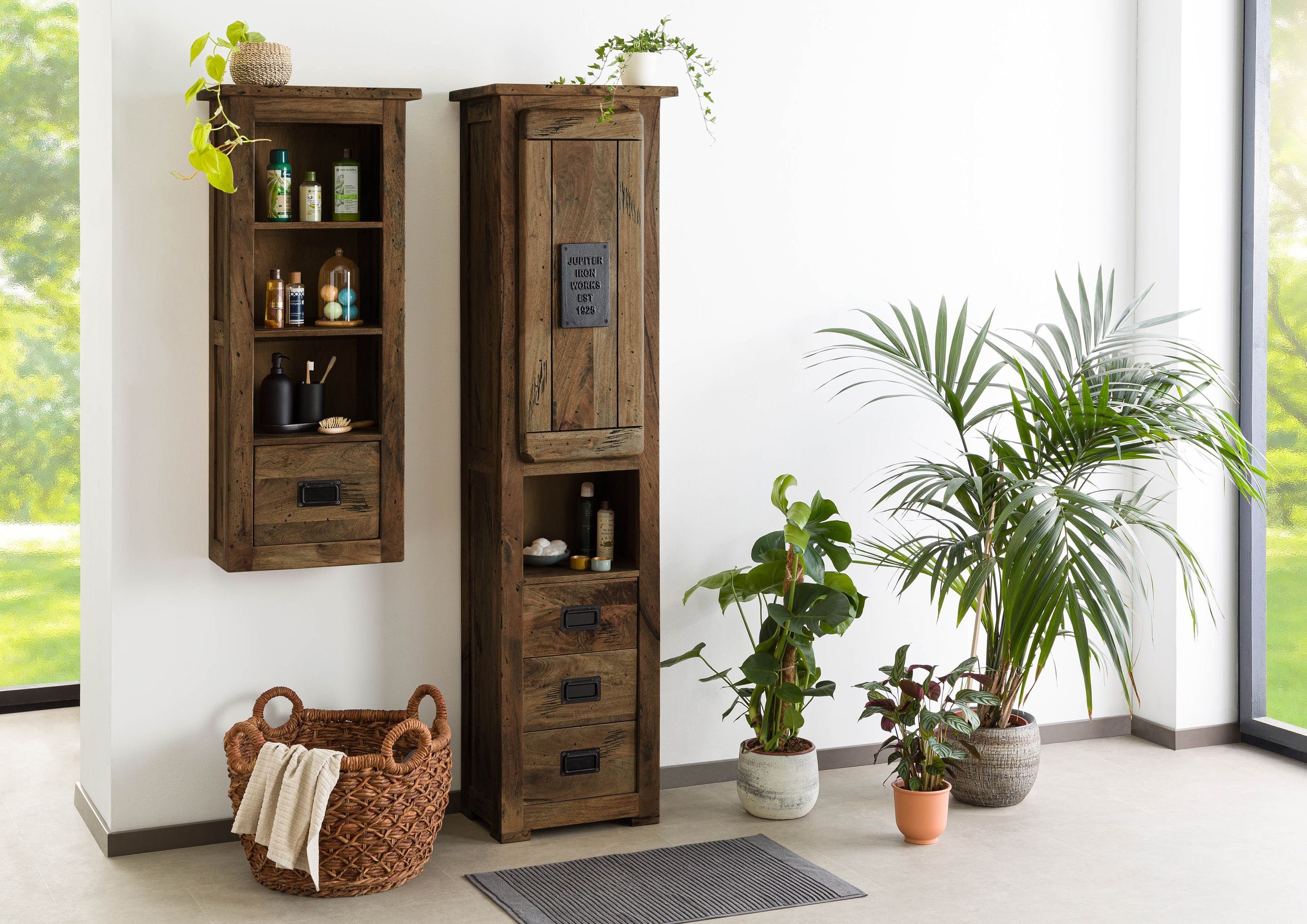 Massivmoebel24 Dreh-/Schwebetürenschrank #479 (Hochschrank Mango 50x35x195 günstig online kaufen