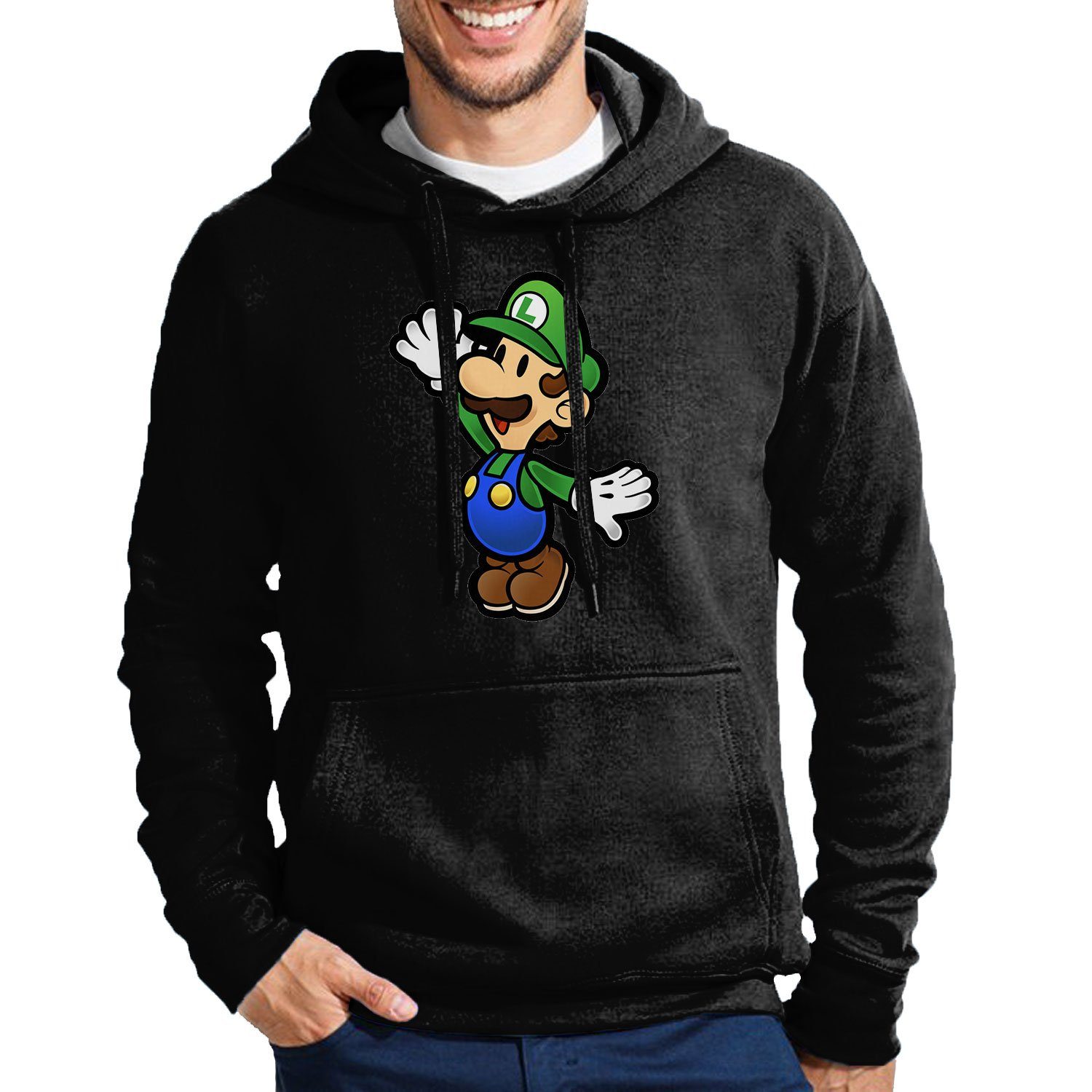 Blondie & Brownie Hoodie Herren Luigi Nintendo Mario Peach Yoshi Gaming Mit Kapuze Schwarz