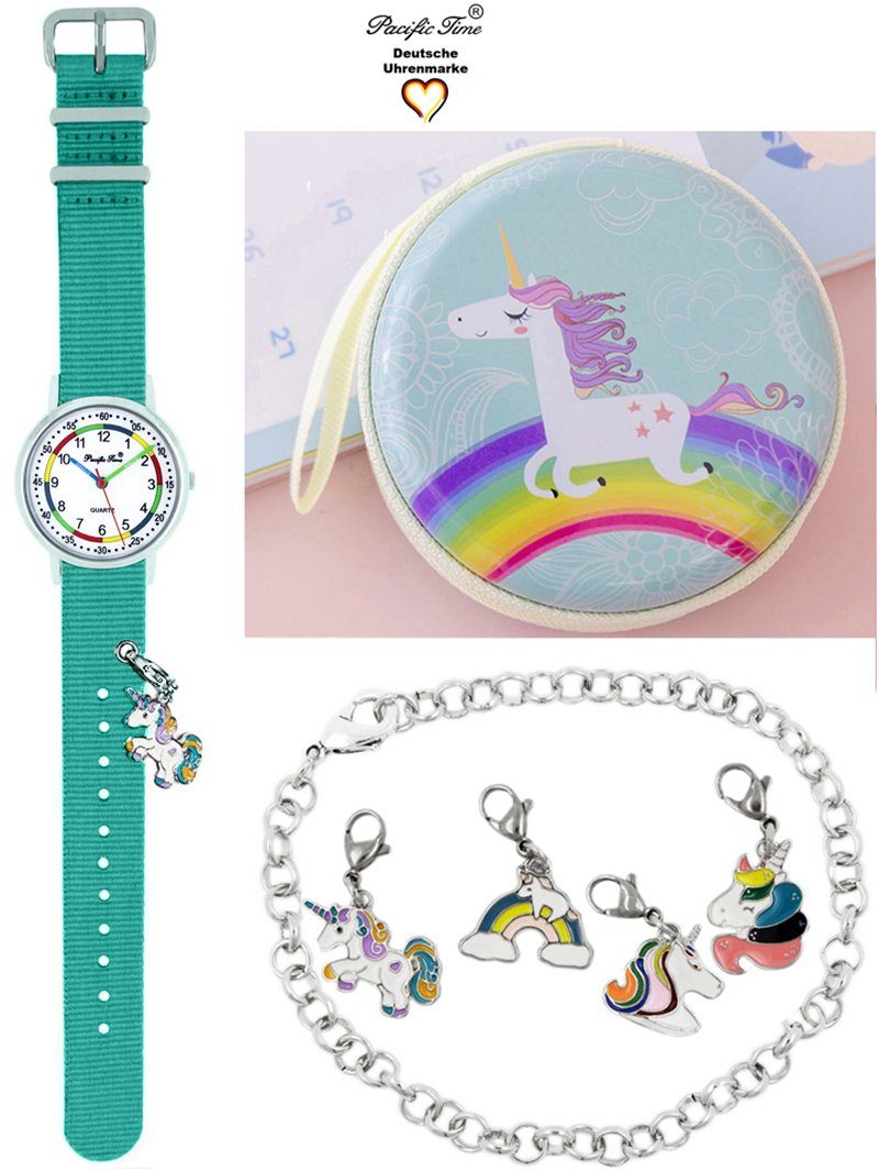 Pacific Time Quarzuhr Kinder Armbanduhr First Lernuhr Wechselarmband mit Einhorn Charms, Mix und Match Design - Gratis Versand
