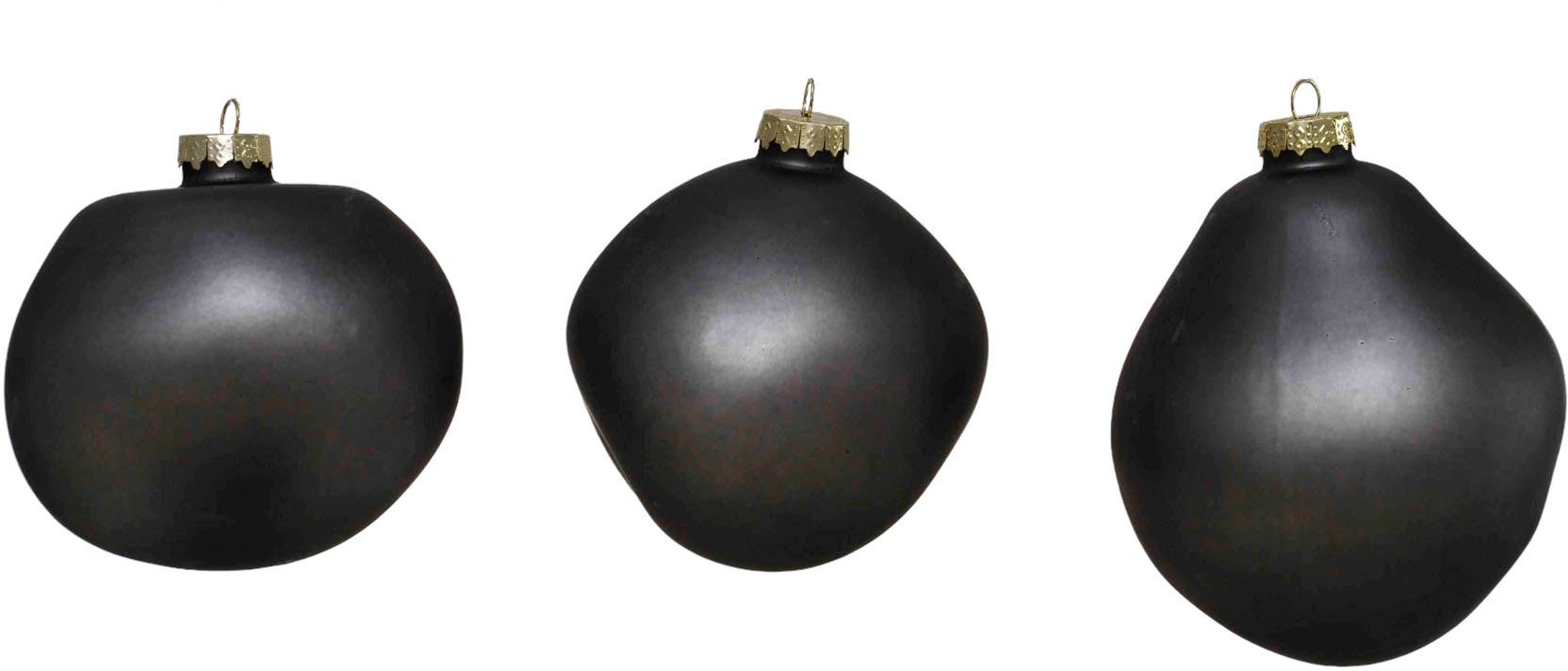 Kugeln cm, Christbaumkugeln Baumkugeln in organischer (6 Leonique Birdelle ca. organische anthrazit matt, St), Glas Weihnachtsbaumkugel aus Weihnachtsdeko, Ø matt Christbaumschmuck, 8 Form,