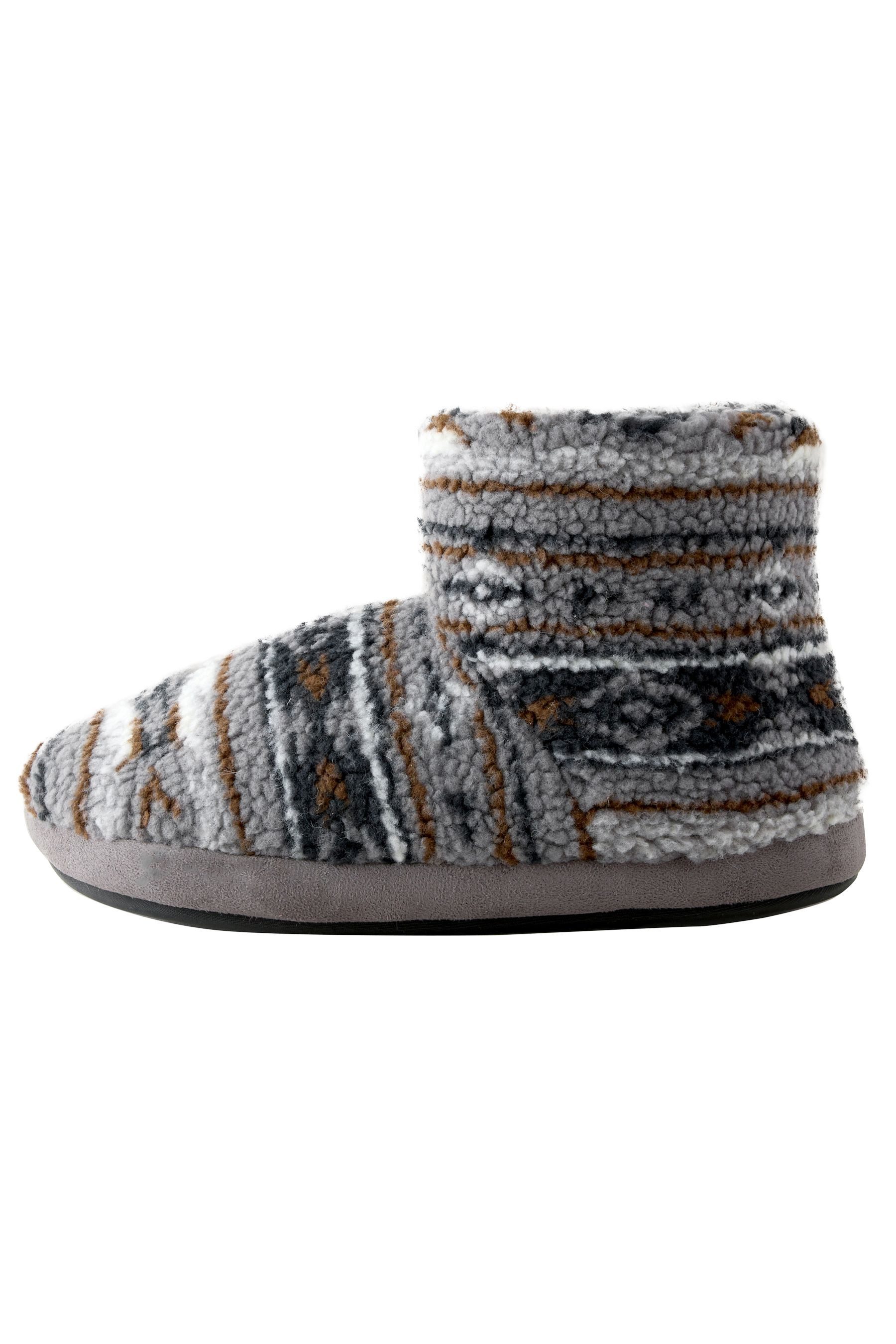 Gemusterter Hausstiefel aus Fleece Hausschuh