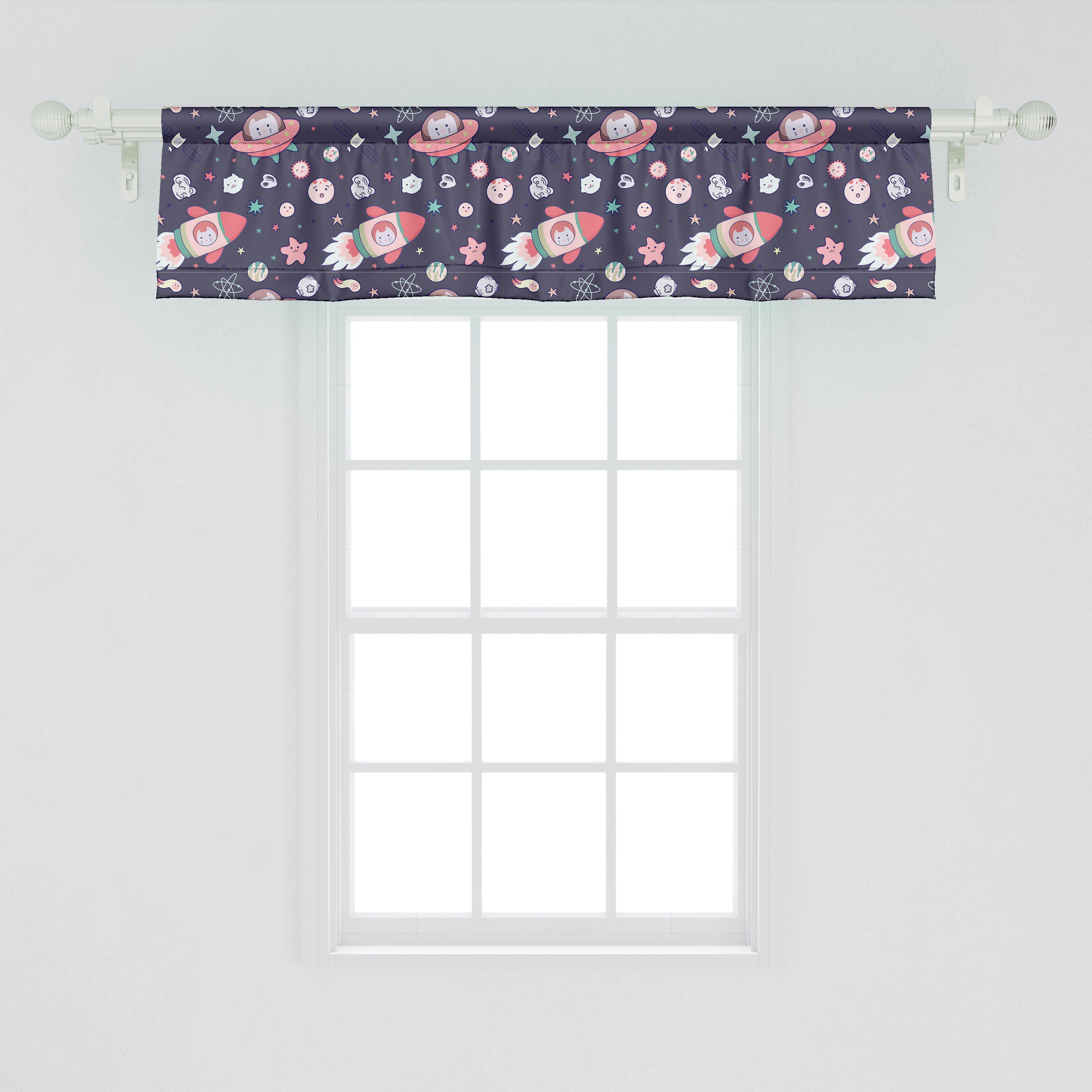 Katze Rocket-Sterne Volant Dekor mit Scheibengardine Vorhang Abakuhaus, einem Microfaser, Platz Kawaii Küche Stangentasche, für Schlafzimmer in