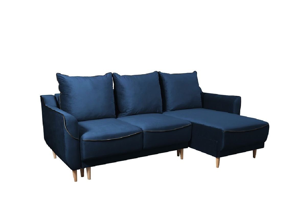 JVmoebel Ecksofa, L-Form Sofa Designer mit Bettfunktion Schlafsofa Ecksofa Couch Blau