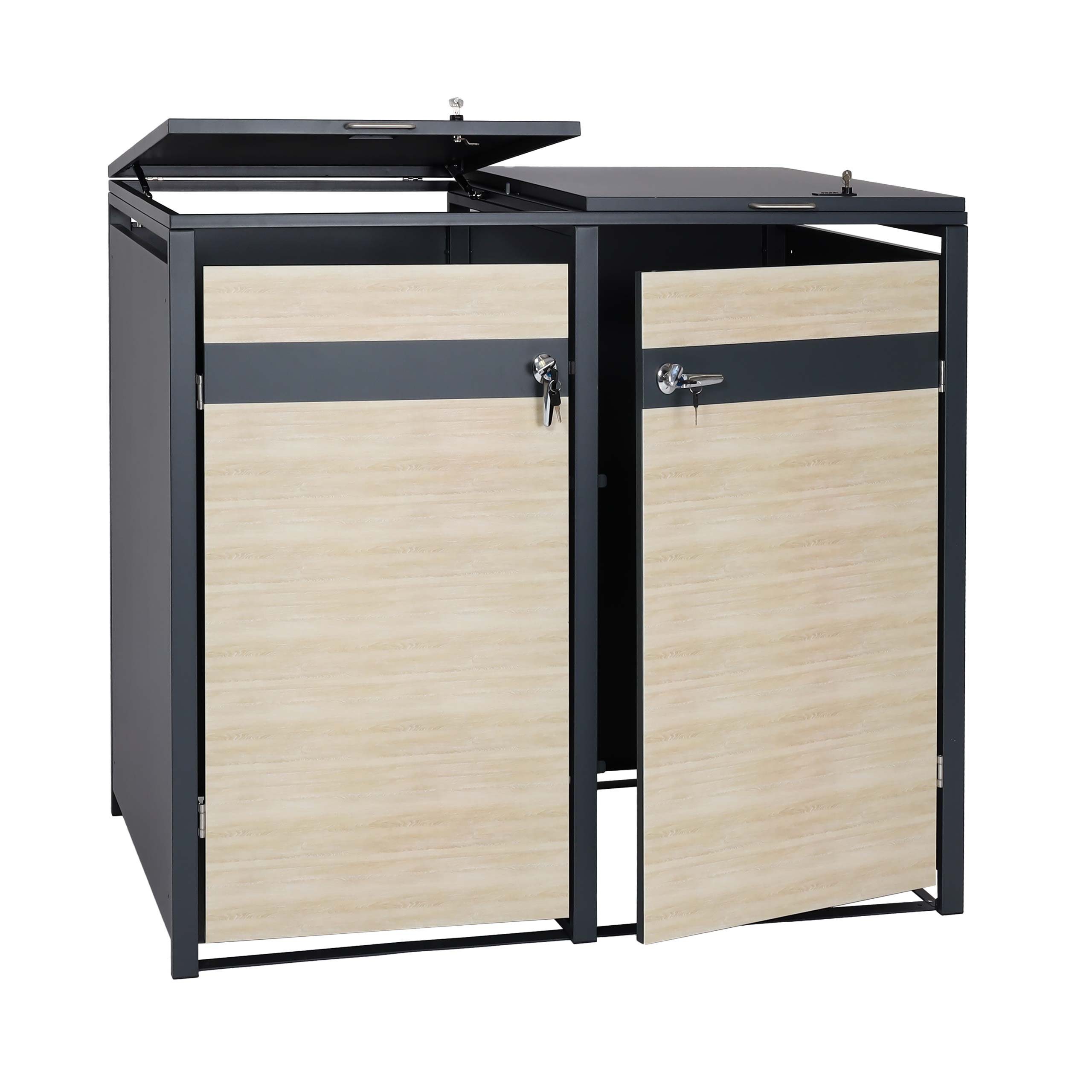 MCW Mülltonnenbox MCW-J82-2 (2 St), Für 2 Mülltonnen mit 80 bis 240L Fassungsvermögen, abschließbar
