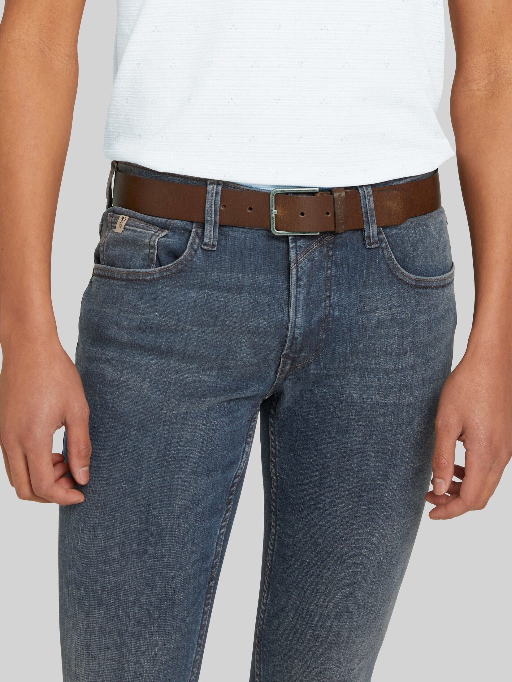 TOM TAILOR Denim Ledergürtel Belts TTDUSTIN Ledergürtel mit rechteckiger Dornschließe