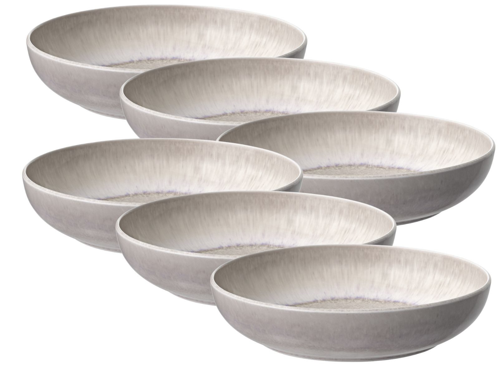 like. by Villeroy & Boch Geschirr-Set Perlemor Sand Pastaschale 22 cm Set6, Premium Porcelain