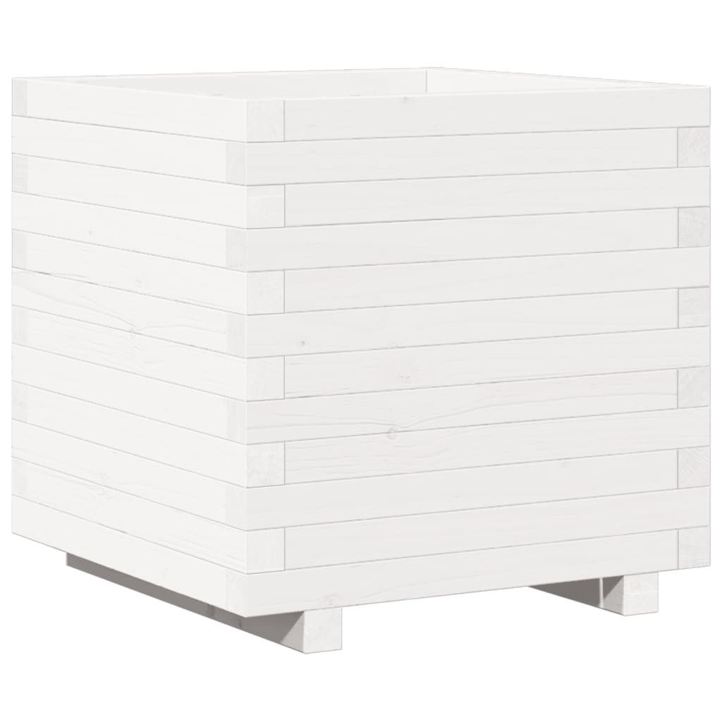 Blumentopf Pflanzkübel Weiß 50x50x49,5 cm Massivholz Kiefer