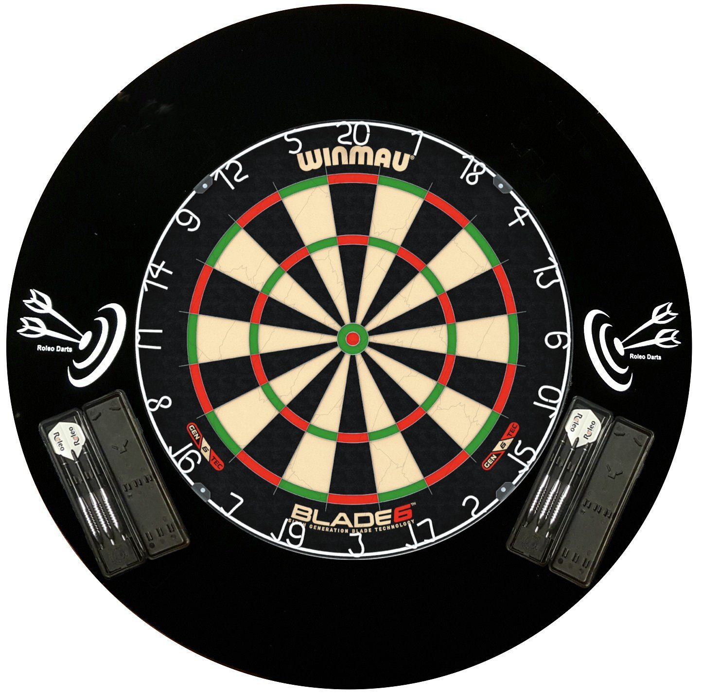 + Dartscheibe Catchring Satz 2 + Winmau Profi Set-Scheibe Steeldart Blade 6 Pfeile