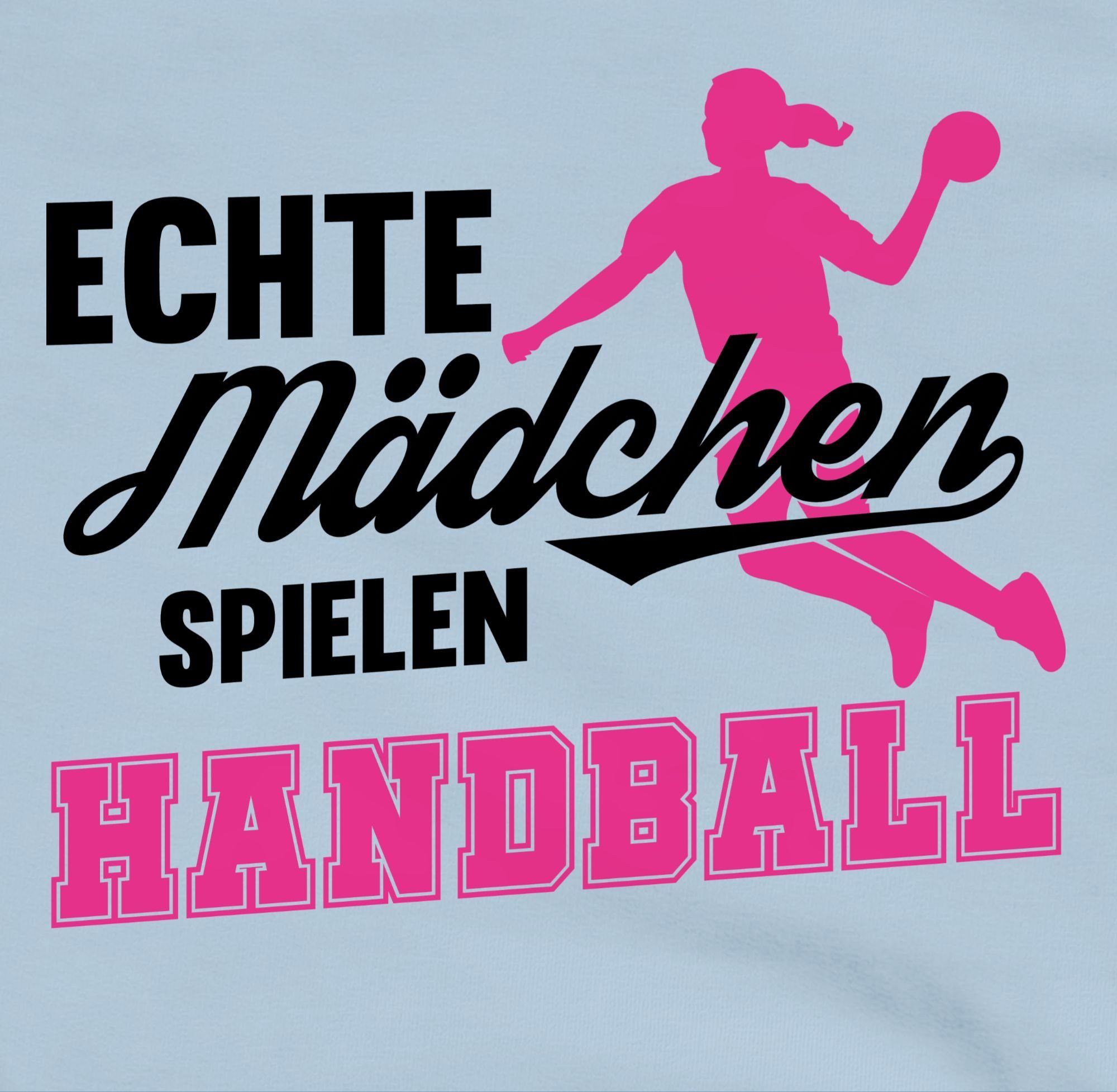 Shirtracer Hoodie Echte Mädchen spielen Sport Handball Kinder - 3 Sprungwurf Kleidung Hellblau