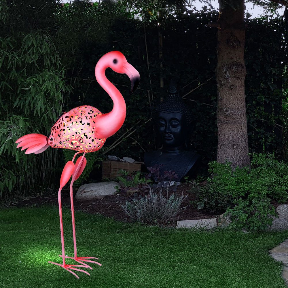 fest Flamingo Erdspieß 2x Steh Stand Solar etc-shop LED verbaut, Dekofigur, Deko Leuchten LED LED-Leuchtmittel Außen