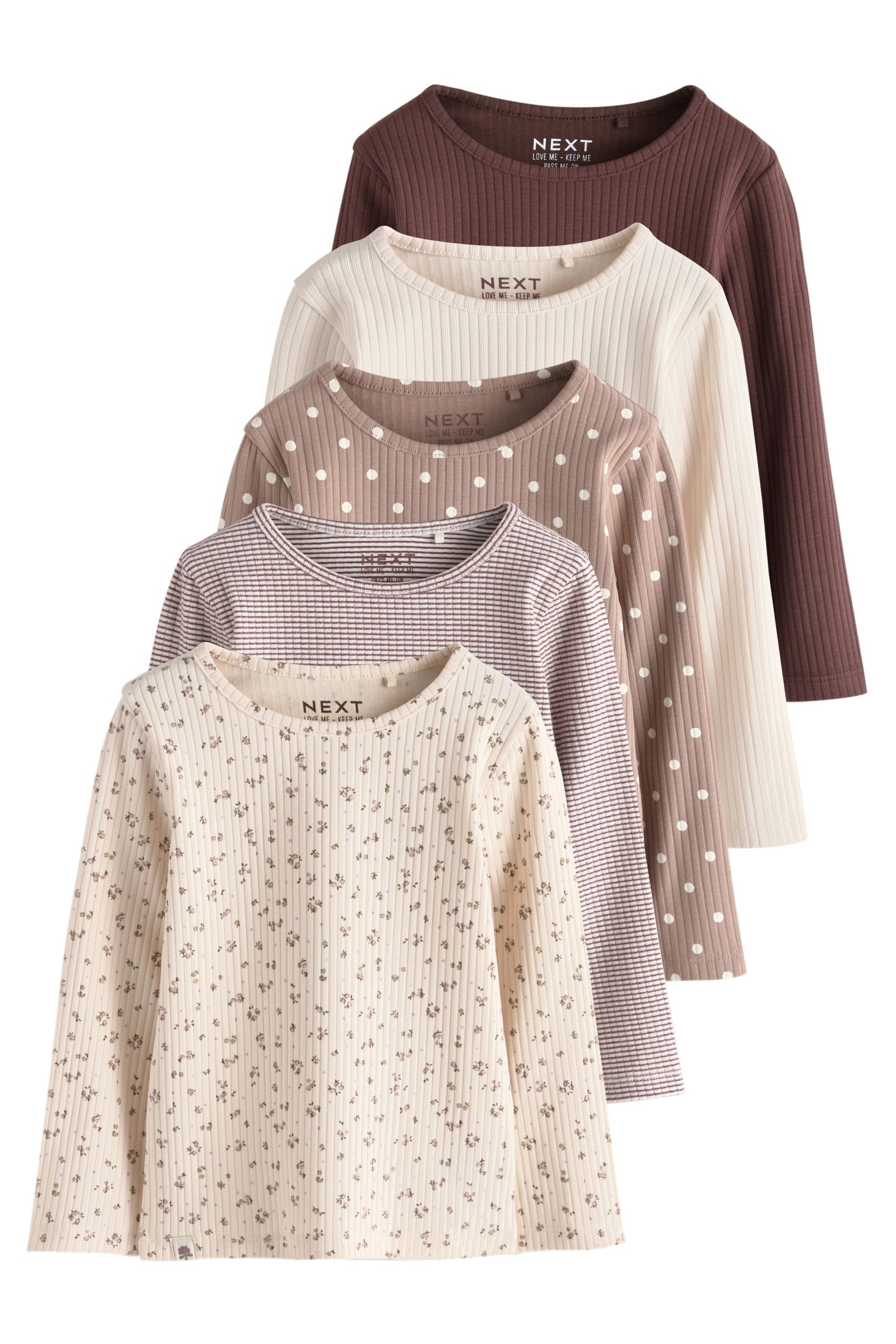 Next Langarmshirt 5er-Pack gerippte Langarmoberteile (5-tlg)