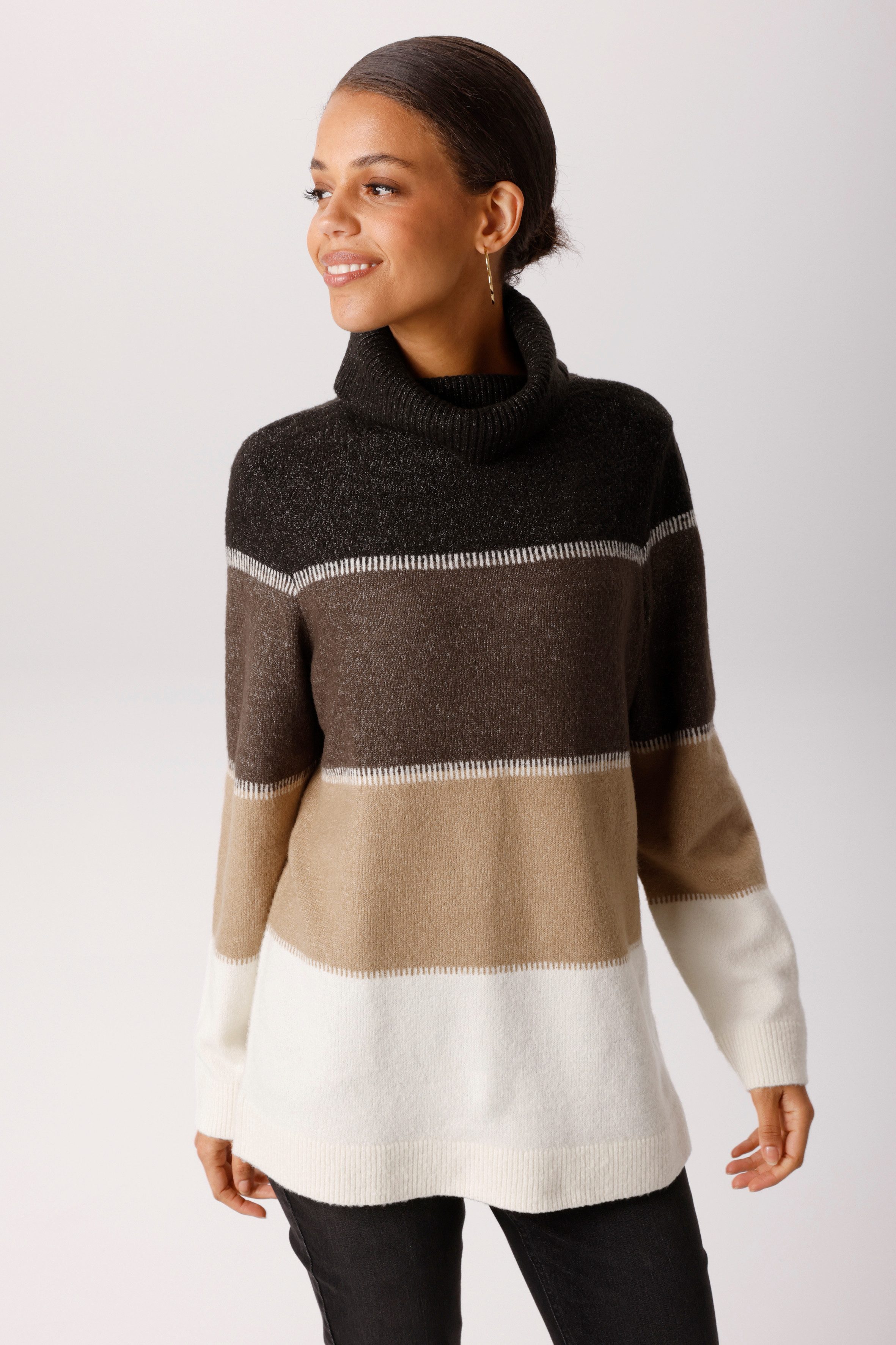Aniston CASUAL Strickpullover im melangefarbenen Color-Blocking - NEUE KOLLEKTION