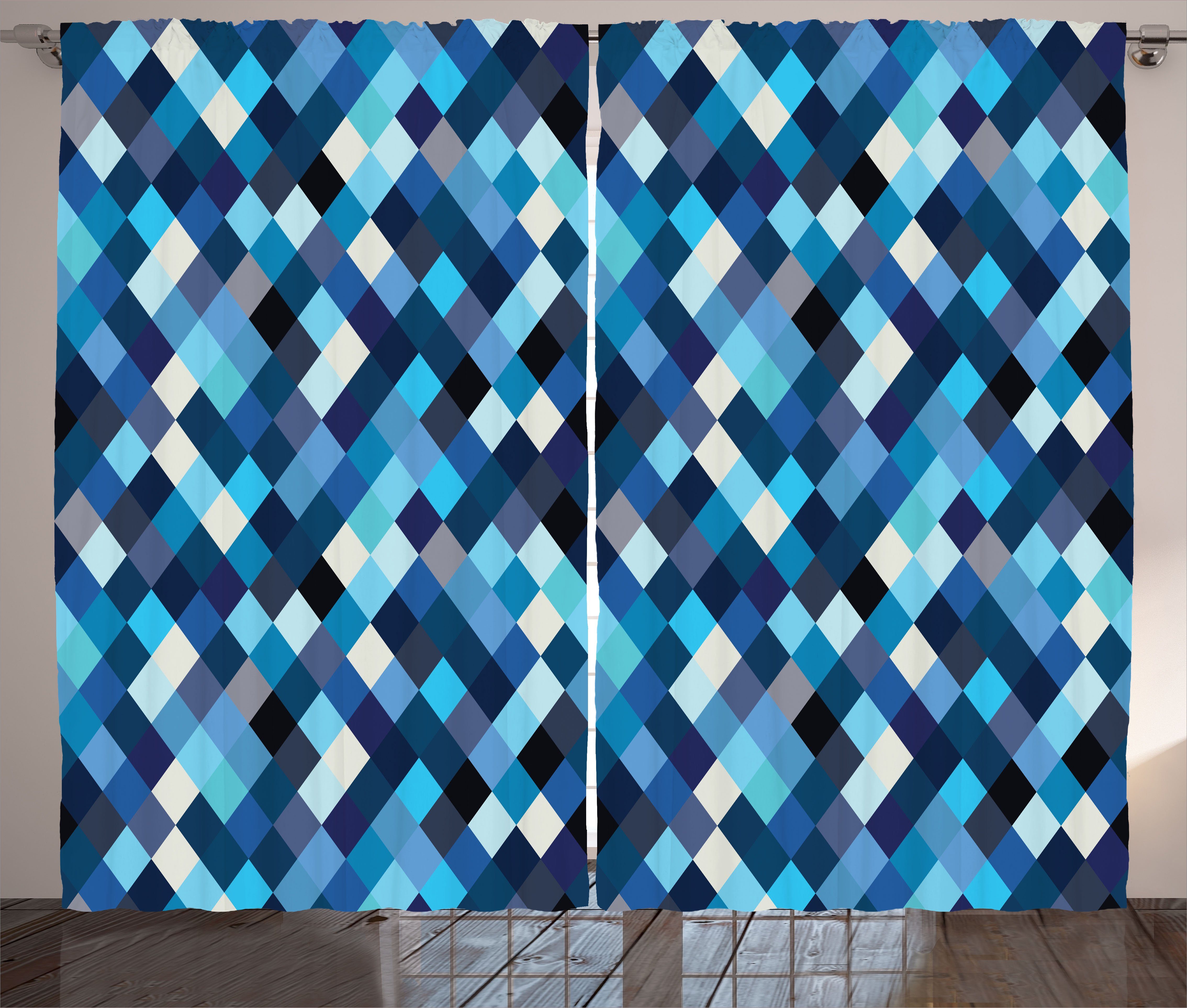 Gardine Hexagons getönte mit Schlafzimmer Bunt Haken, Schlaufen Kräuselband Abakuhaus, Blau und Vorhang