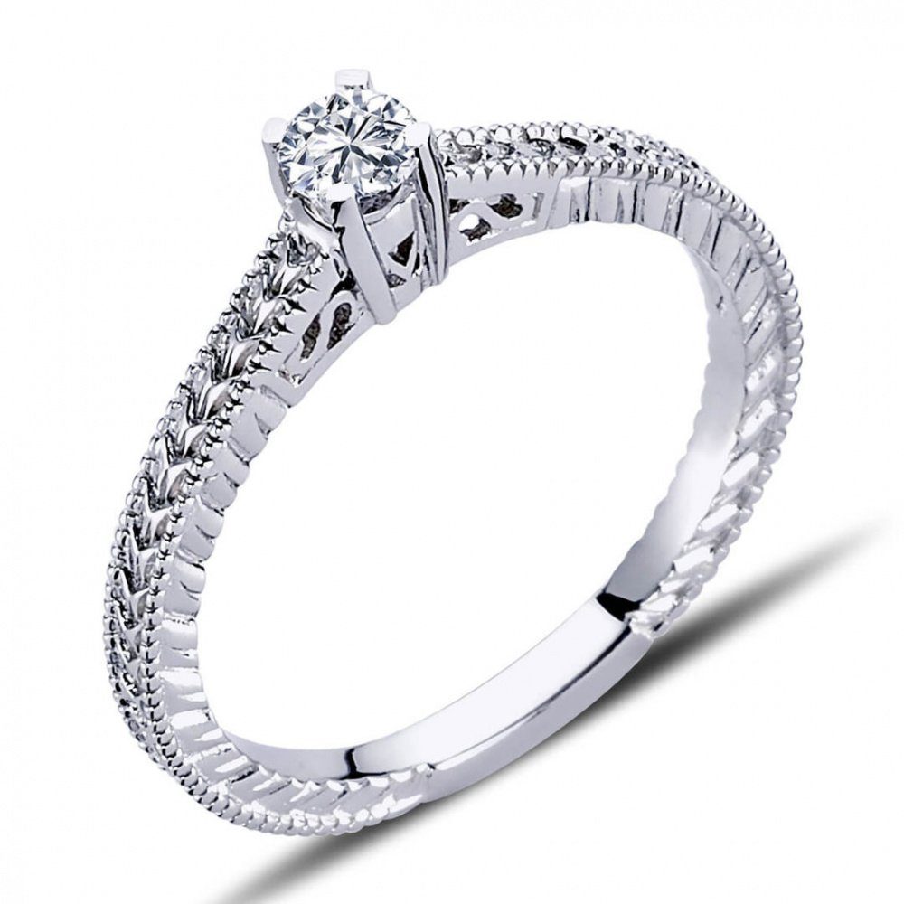 EinStein Diamant Verlobungsring 0,20 Carat Solitär Antragsring 14 Karat Weißgold