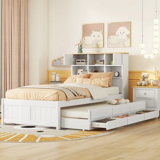 HAUSS SPLOE Holzbett 90*200cm mit Staufächern am Kopfteil - Einrichtungsbeispiel