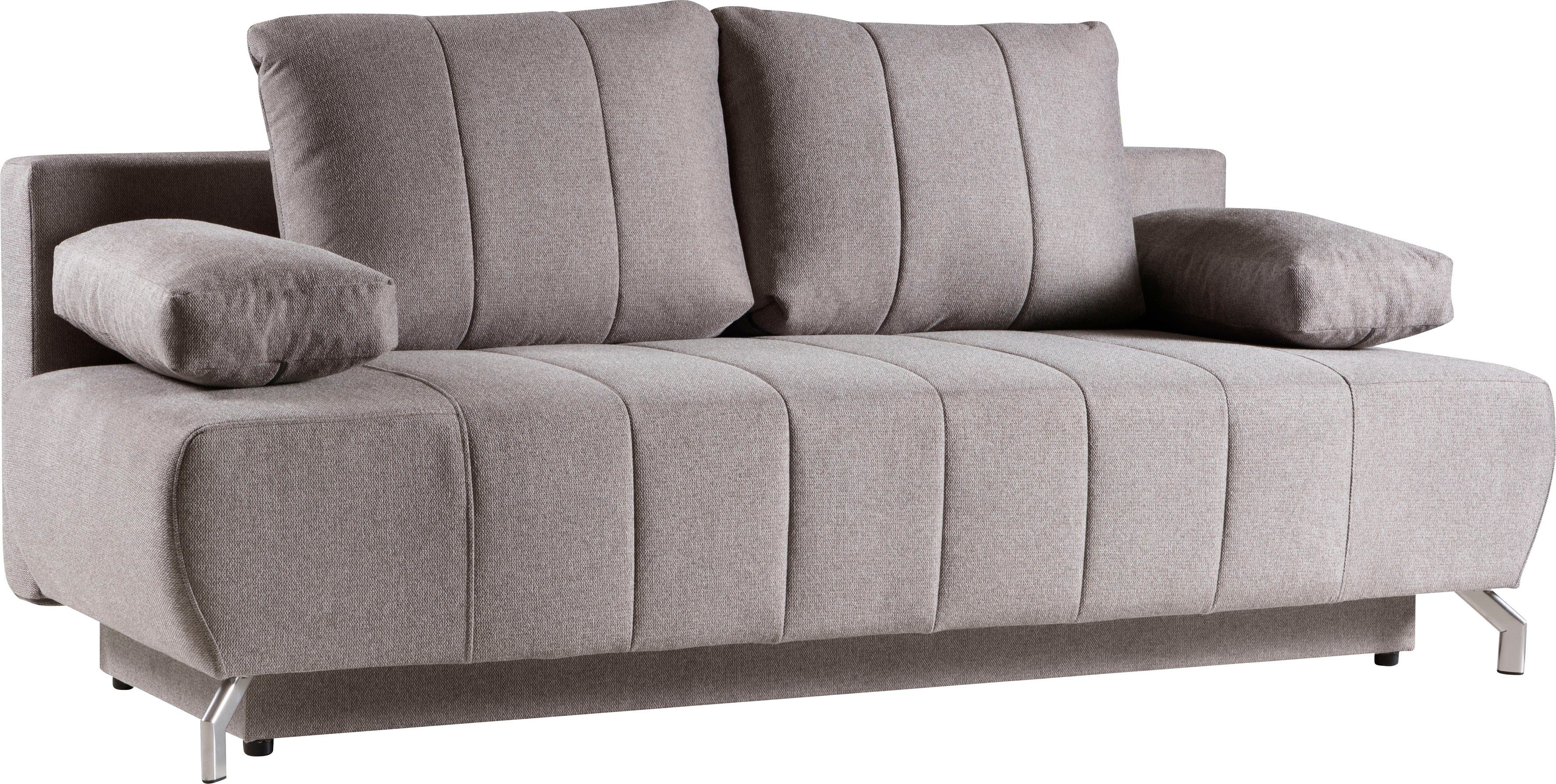 WERK2 Schlafsofa Troya Bettsofa mit Bettkasten und Federkern, Breite 210cm, 2-Sitzer Sofa und Schlafcouch mit Federkern & Bettkasten