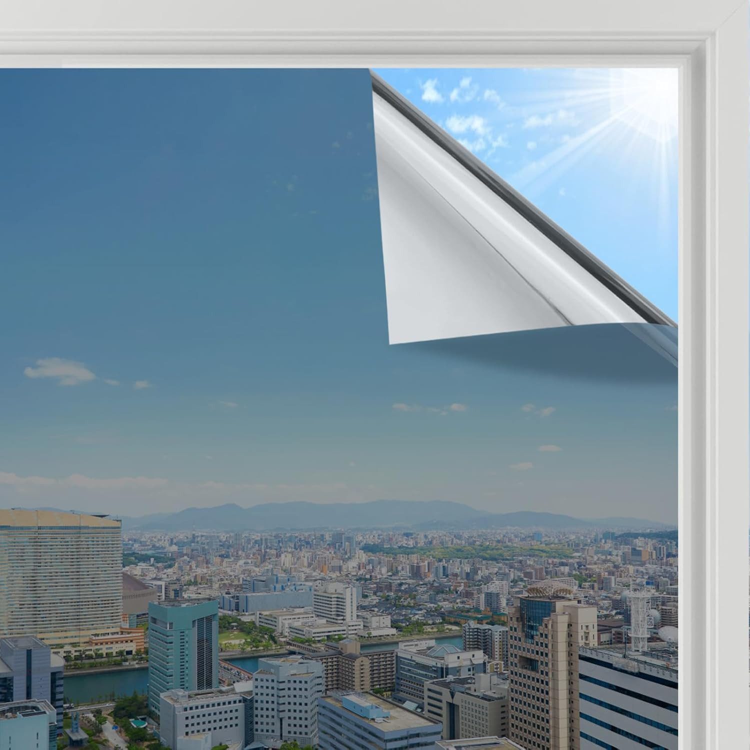 FELIXLEO Fensterfolie 2er Sonnenschutzfolie Fenster Spiegelfolie UV Hitzeschutz Silber