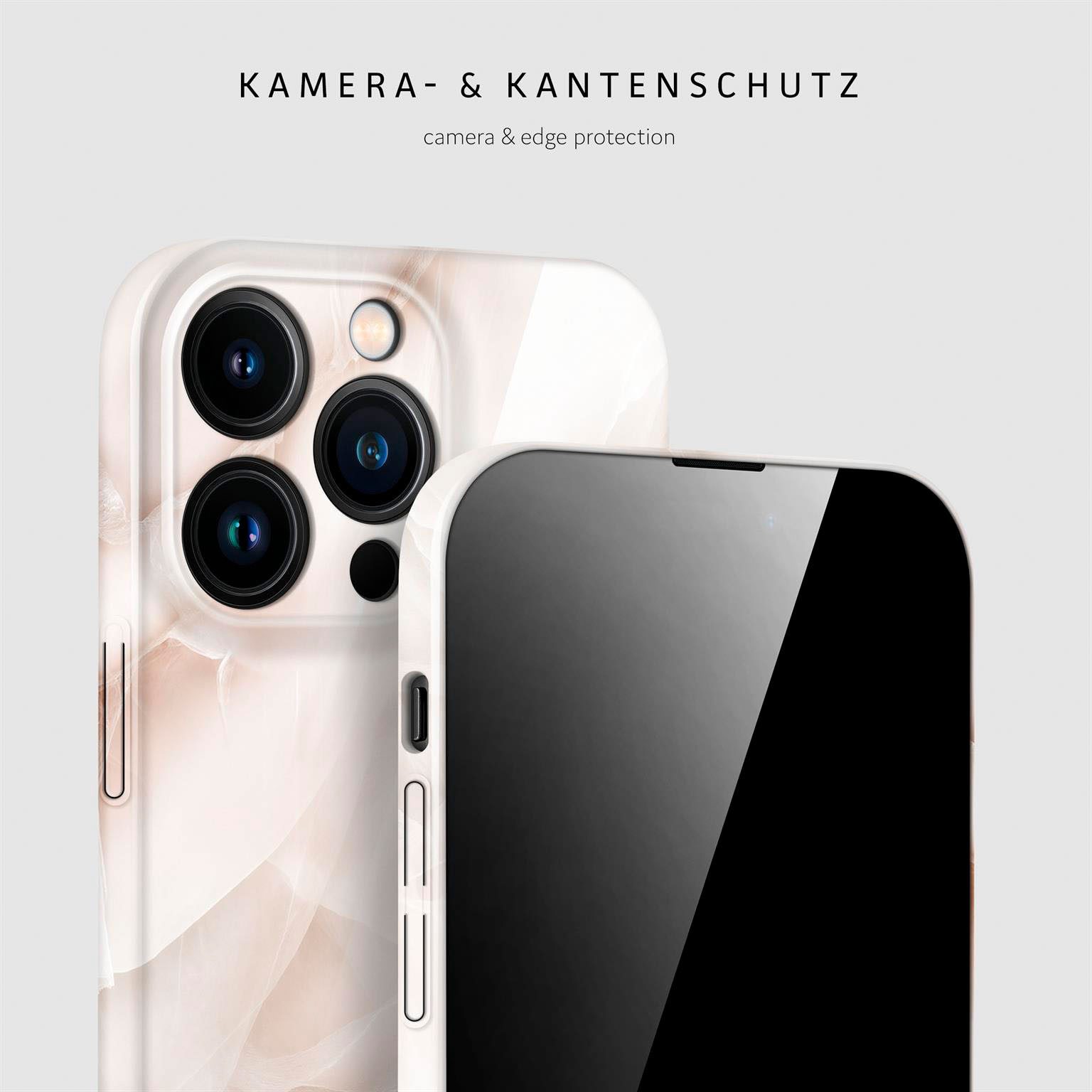 ONEFLOW Handyhülle für iPhone 16 Pro Max Hülle Marmor Bliss Cover Creme Rosa 6,9 Zoll, Handy Schutz Backcover Handytasche Case Schutzhülle mit Kameraschutz