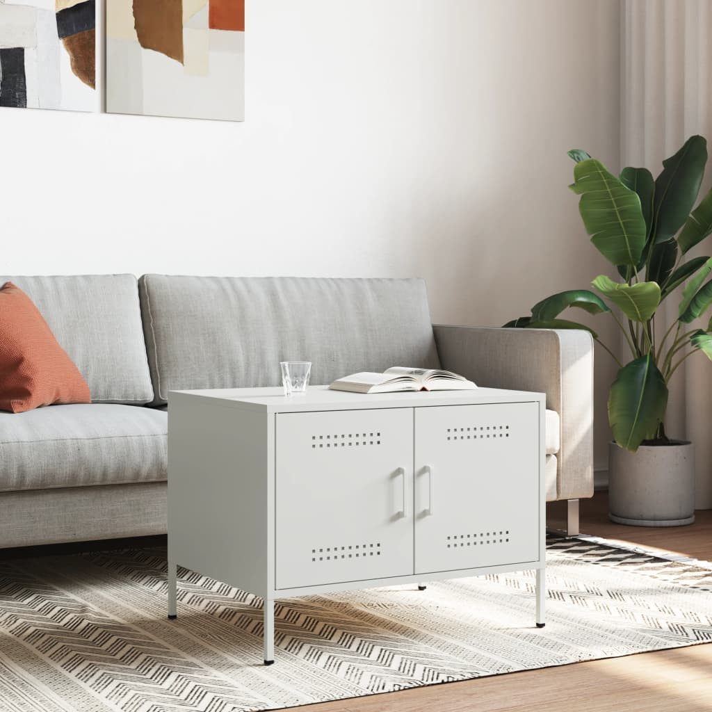 vidaXL Couchtisch Couchtisch Weiß 68x50x50,5 cm Stahl (1-St)
