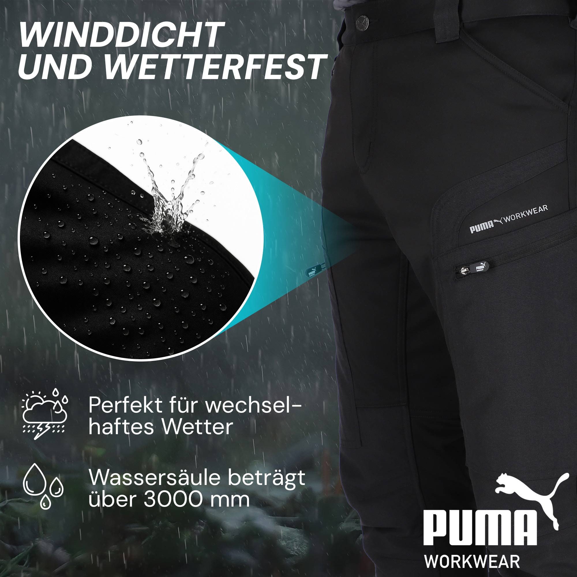 PUMA Workwear Arbeitshose ProOne Alpine gefütterte Hosen Herren - Outdoor Hosen für Herren Winddichte, Wasserabweisende & elastische Arbeitshose für den Winter