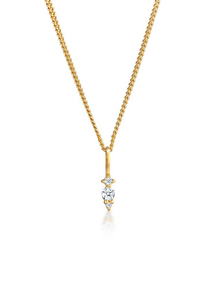 Elli DIAMONDS Kette Mit Anhnger Diamant (0.05 Ct) Brillant Klassik 585