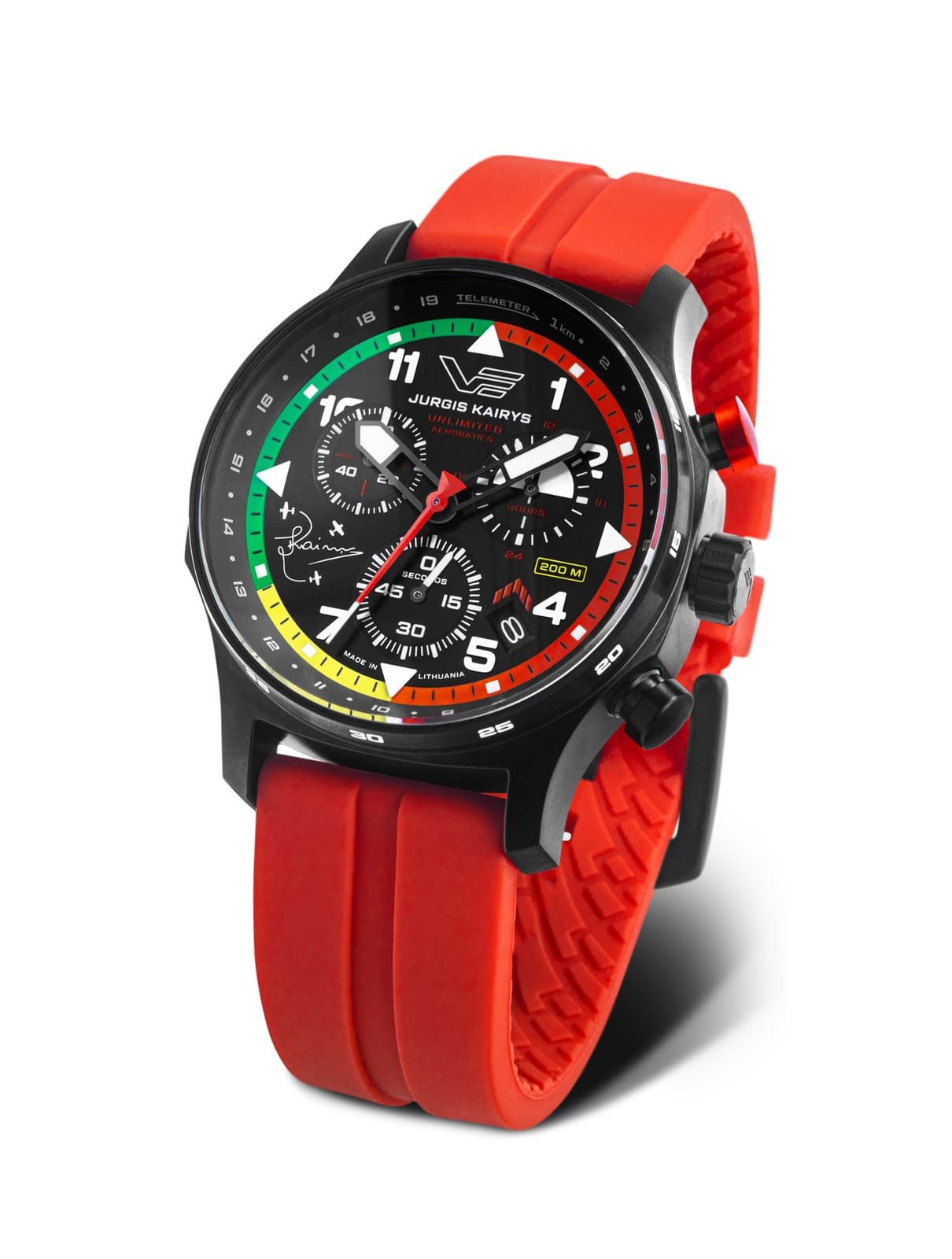 Vostok Europe Chronograph Herrenuhr 592C775-S Jurgis Kairys Aerobatics 2025, 43 mm, Sportliche, auf 500 Stück limitierte Quarzuhr mit Silikonband