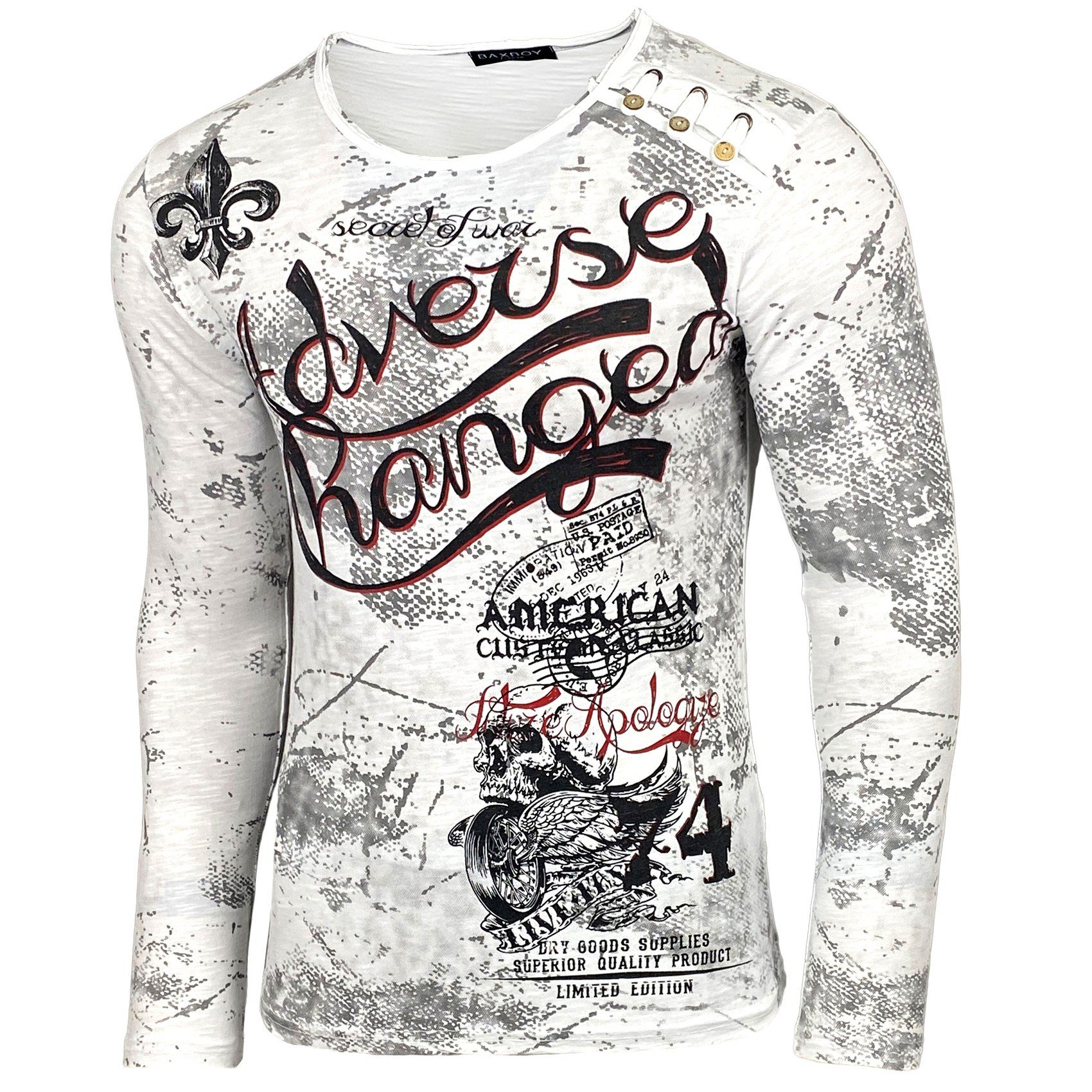 Longshirt Baxboy Herren Longsleeve Langarmshirt Shirt Mit Rundhalskragen B-706