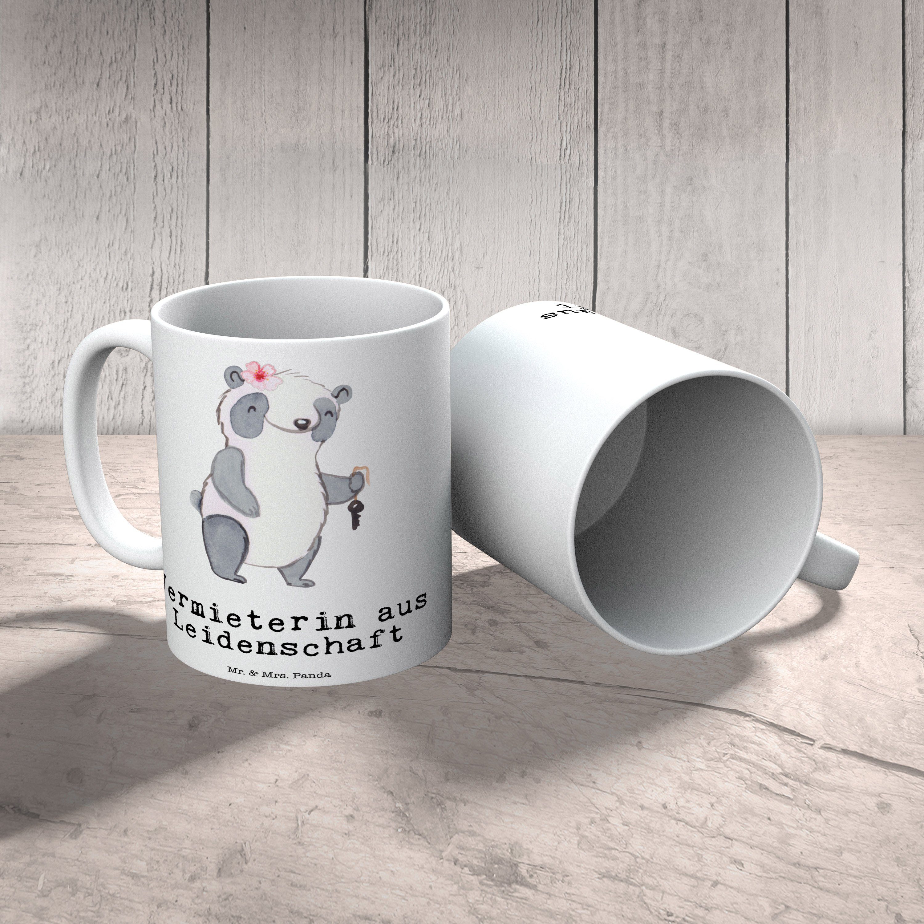 Beruf, - Mr. Vermieterin Fi, Büro - Leidenschaft Tasse Weiß Mrs. Geschenk, aus Tasse, & Panda Keramik