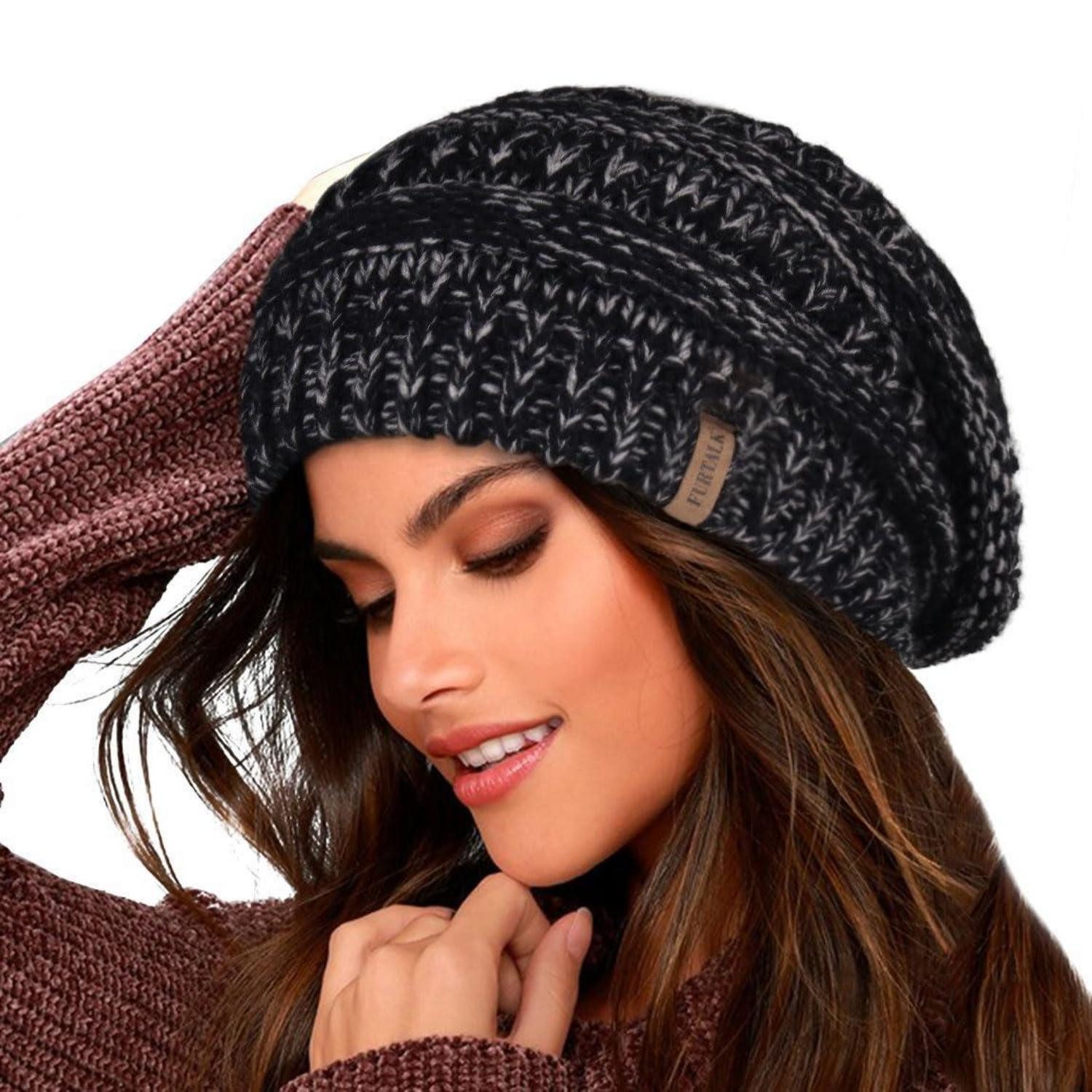 LuxusKollektion Beanie Damen Beanie Mütze Schwarzgrau (1-St)