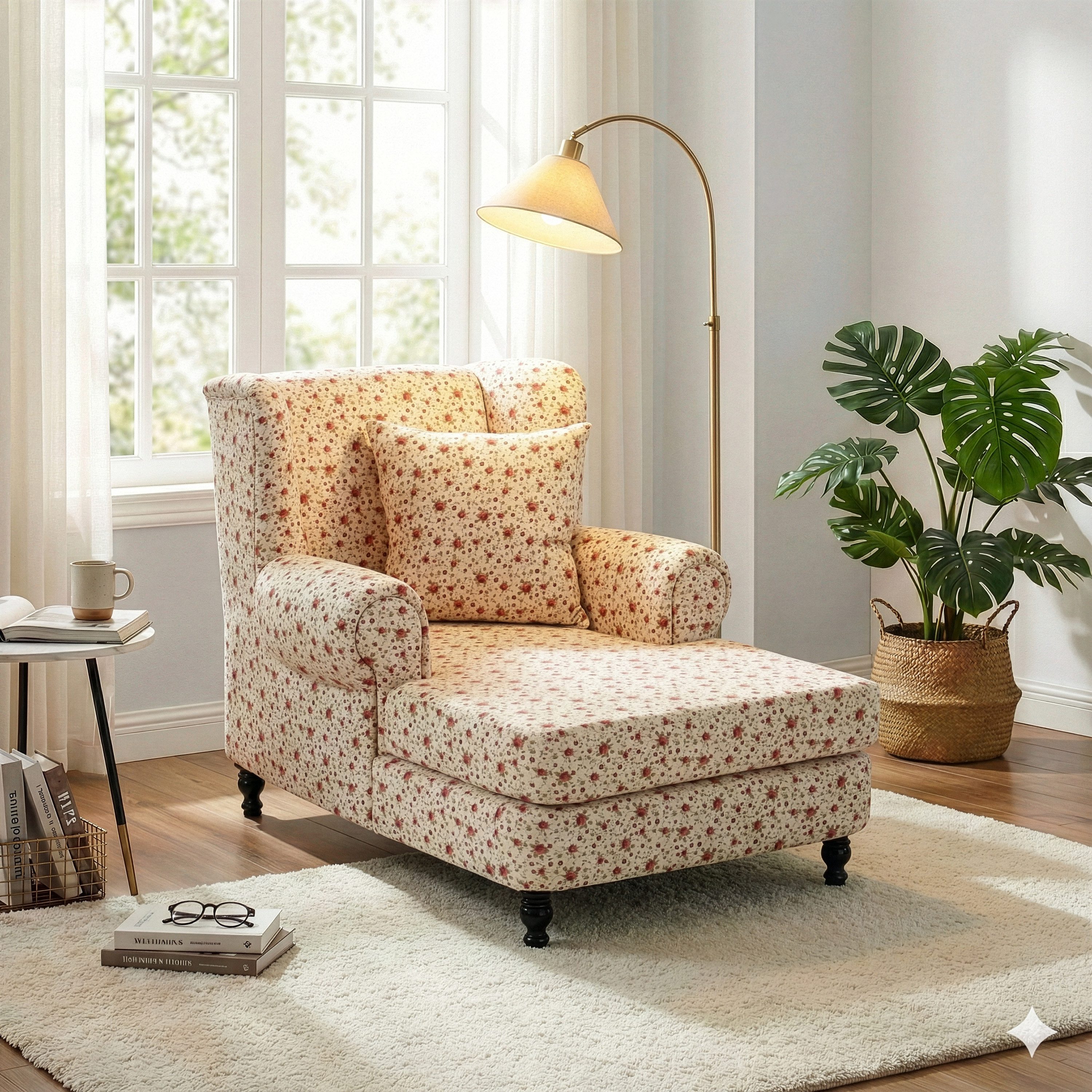 Max Winzer® XXL-Sessel Mareille, Big-Sessel inkl. 2x Zierkissen 55x55cm + 40x40cm geblümt