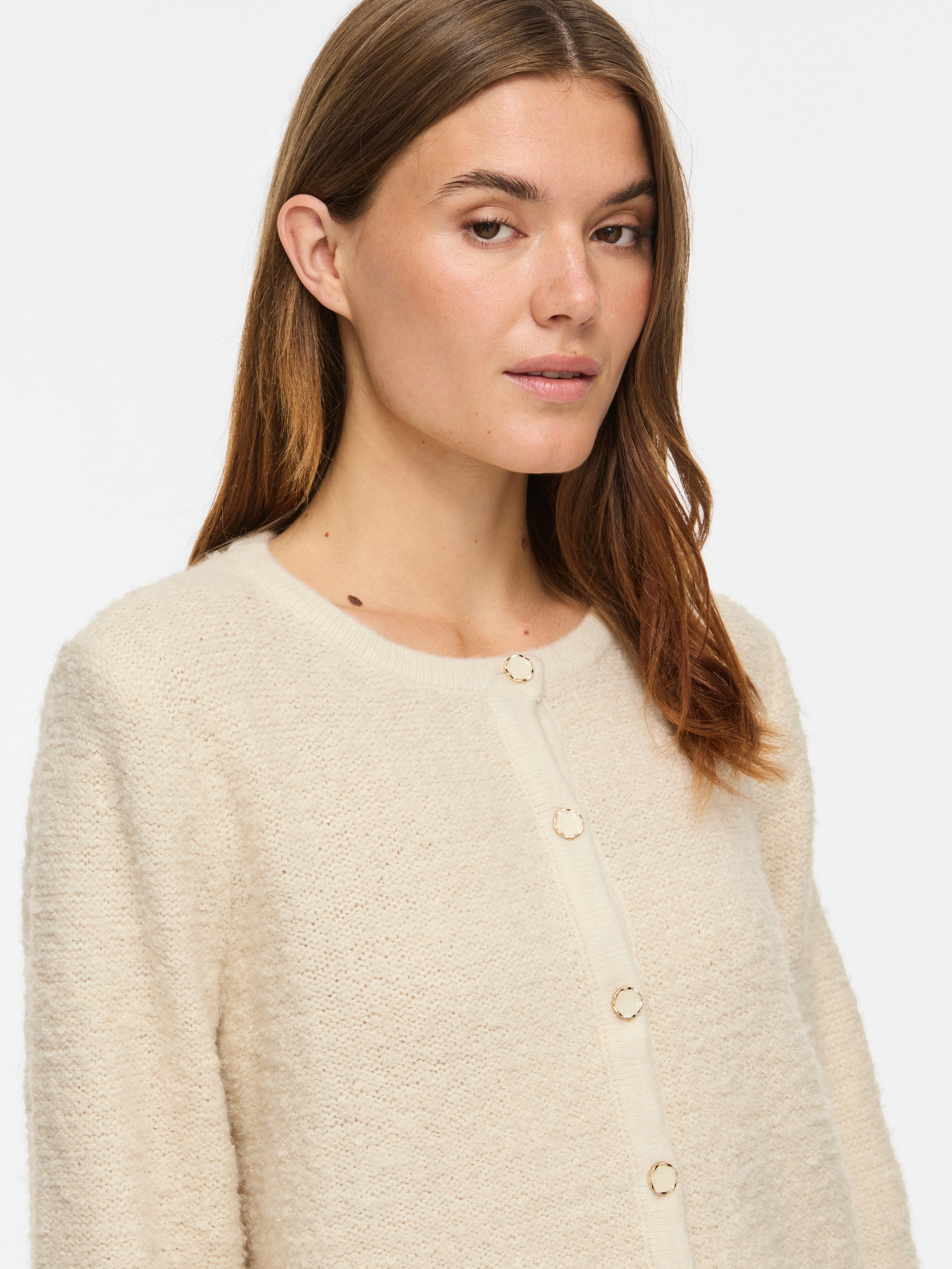 Vila Strickjacke VIPIGGA O-NECK L/S KNIT JACKET NOOS Materialmix