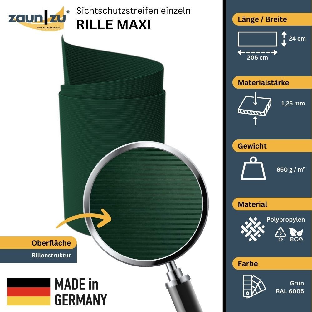 zaunzu Sichtschutzstreifen Rille Maxi Einzelstreifen Sichtschutz günstig online kaufen