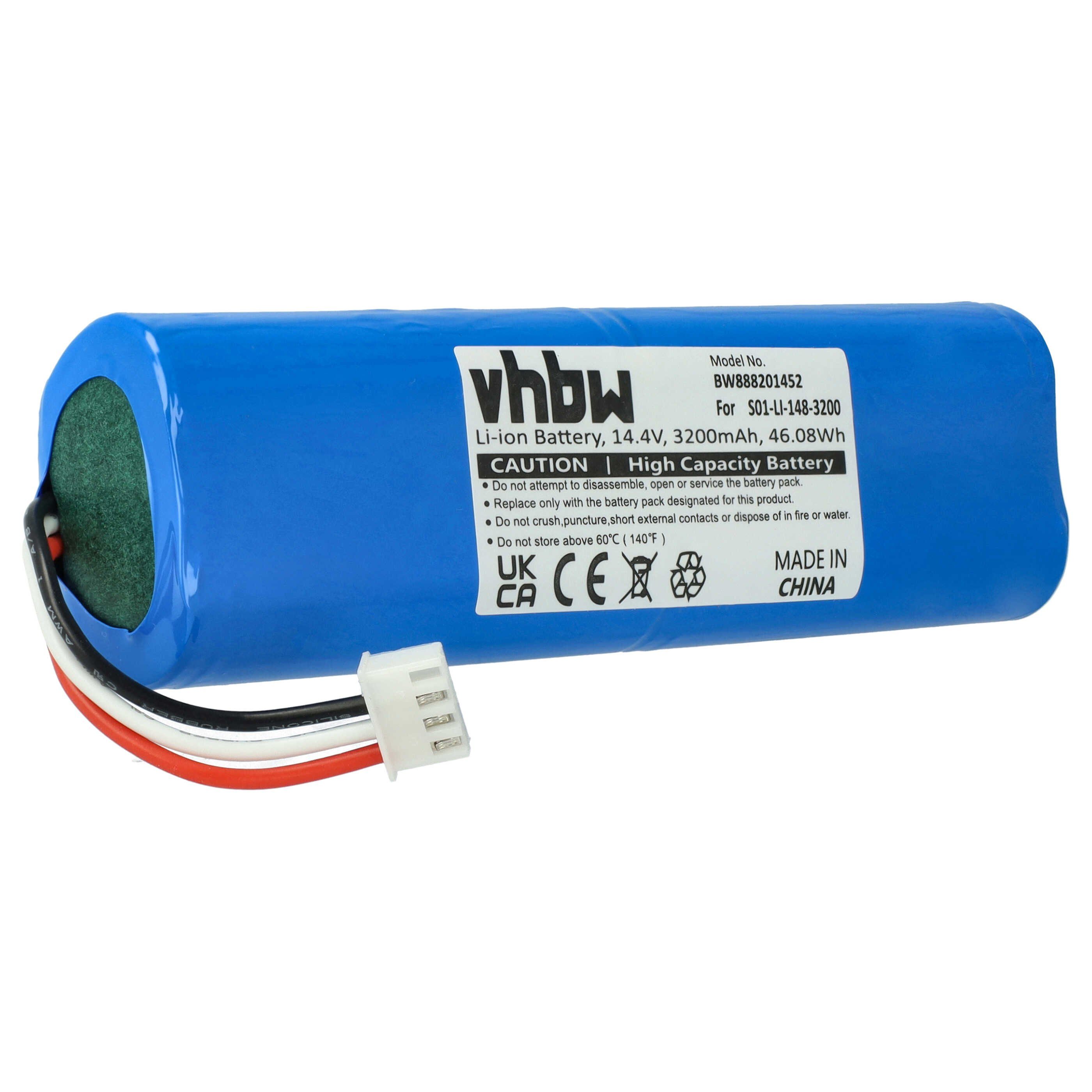 vhbw Akku passend für Ecovacs Deebot Ozmo 960, 937, 905, 920, 901, 930, 900 Staubsauger-Akku Akku Li-Ion 3200 mAh (14,4 V, 1 St), Leistungsfähiger Austausch-Akku für Ihren Saugroboter