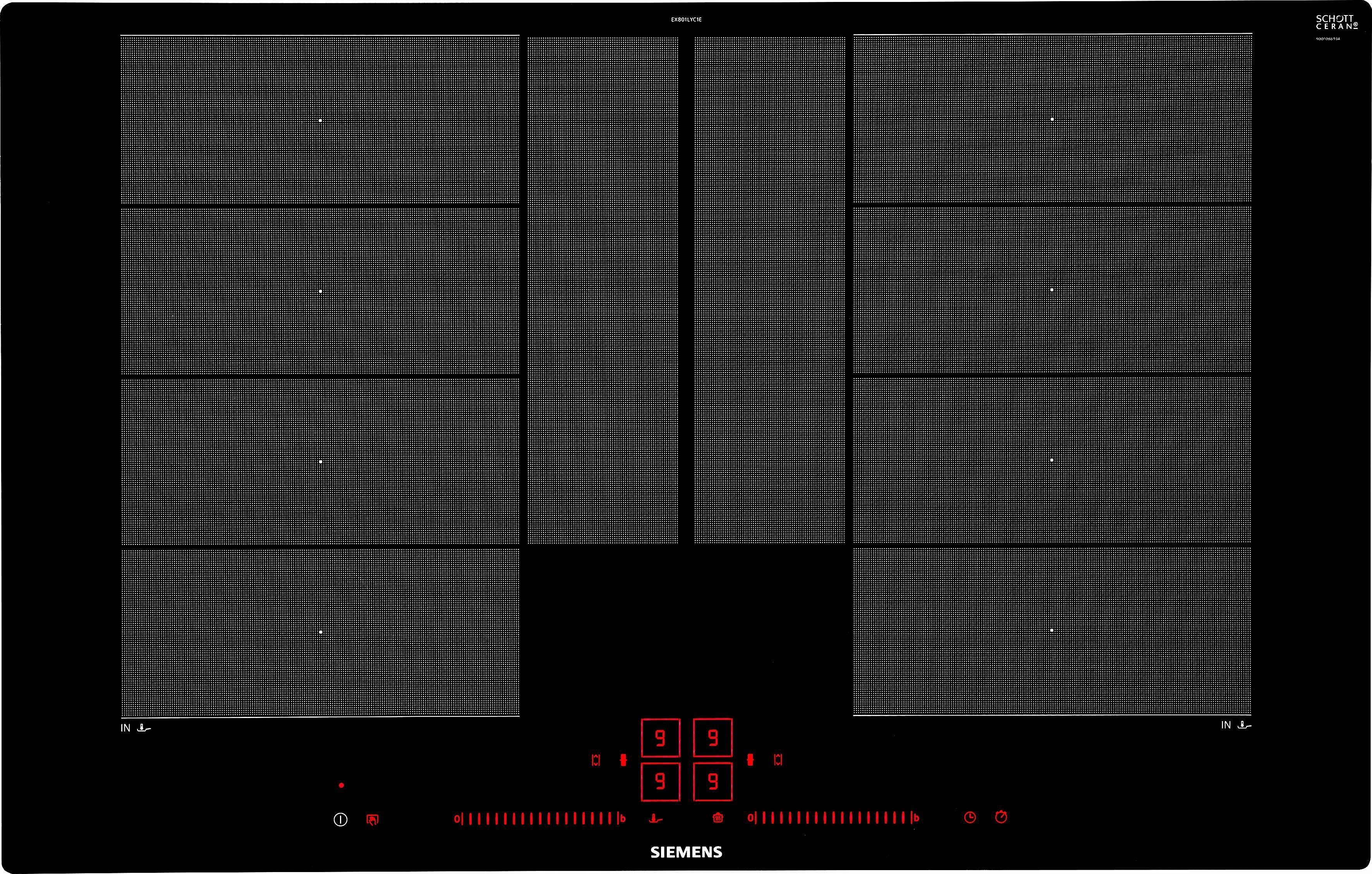 SIEMENS Flex-Induktions-Kochfeld von SCHOTT CERAN® iQ700 EX801LYC1E, mit  powerMove Plus, powerBoost-Funktion für alle Induktions-Kochzonen möglich