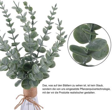 Kunstblumenstrauß 24 Stück Künstliche Eukalyptusblätter Kunst Pflanzen Deko, Juoungle