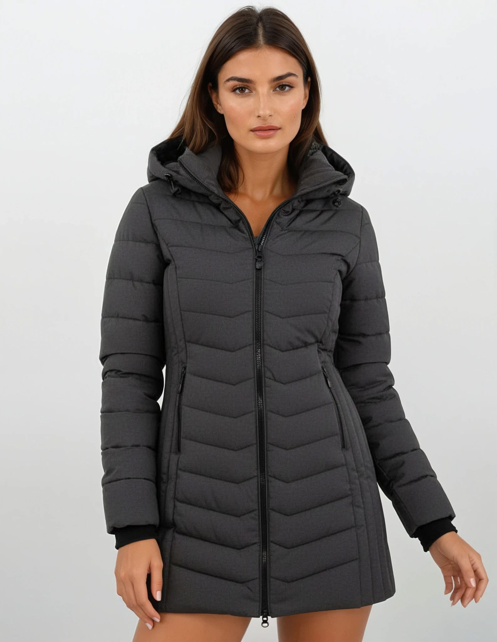 SUBLEVEL Steppjacke Damen Mantel mit Kapuze lange Winter Jacke Langer Parka S-5XL