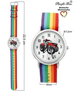 Pacific Time Quarzuhr Kinder Armbanduhr Traktor rot Wechselarmband, Mix und Match Design - Gratis Versand