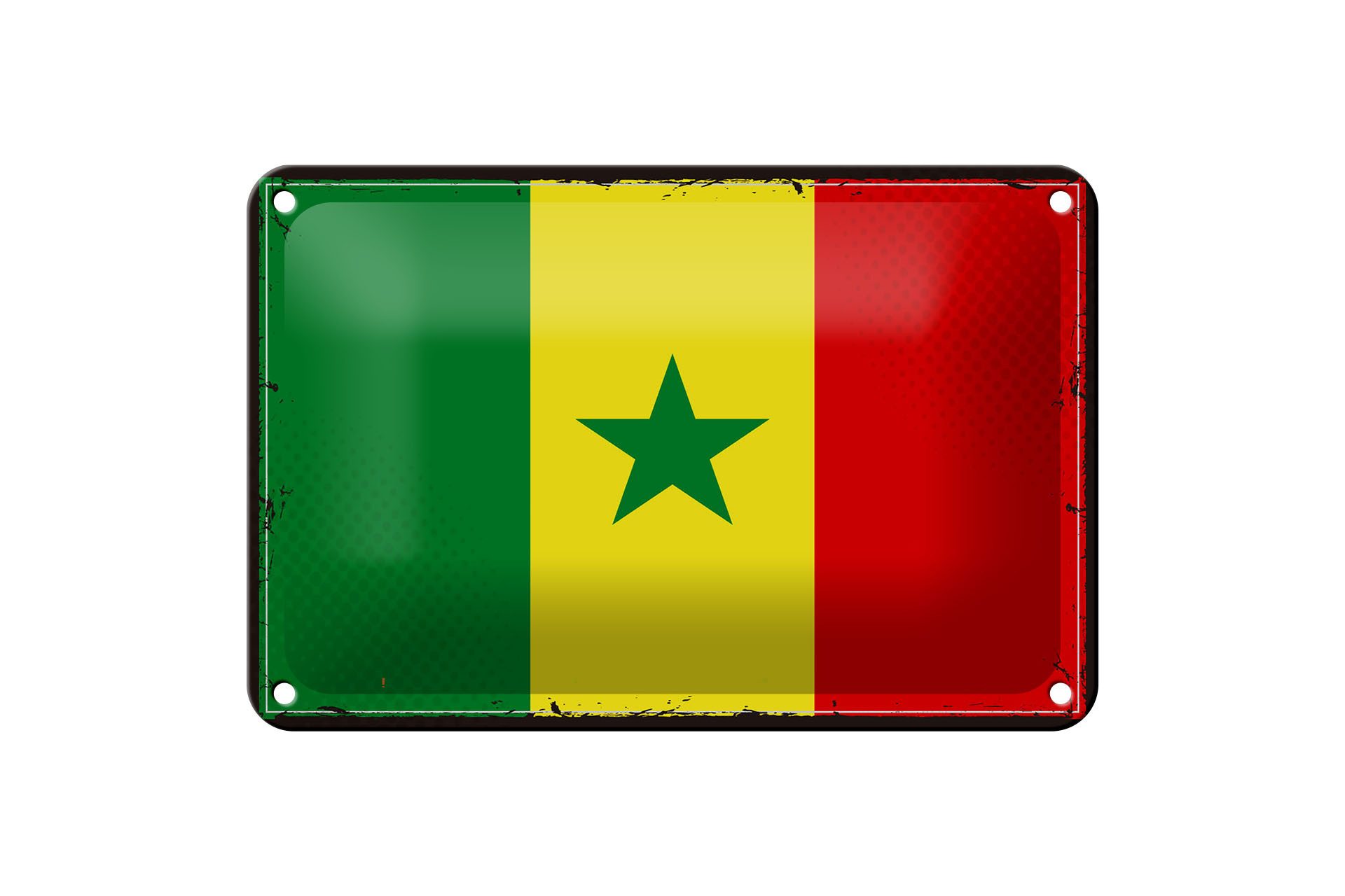 Femer GmbH Metallschild Flagge Senegal 18x12cm Retro Flag of Senegal, (1 St), gewölbte Oberfläche, abgerundete Ecken, umgeschlagene Kanten
