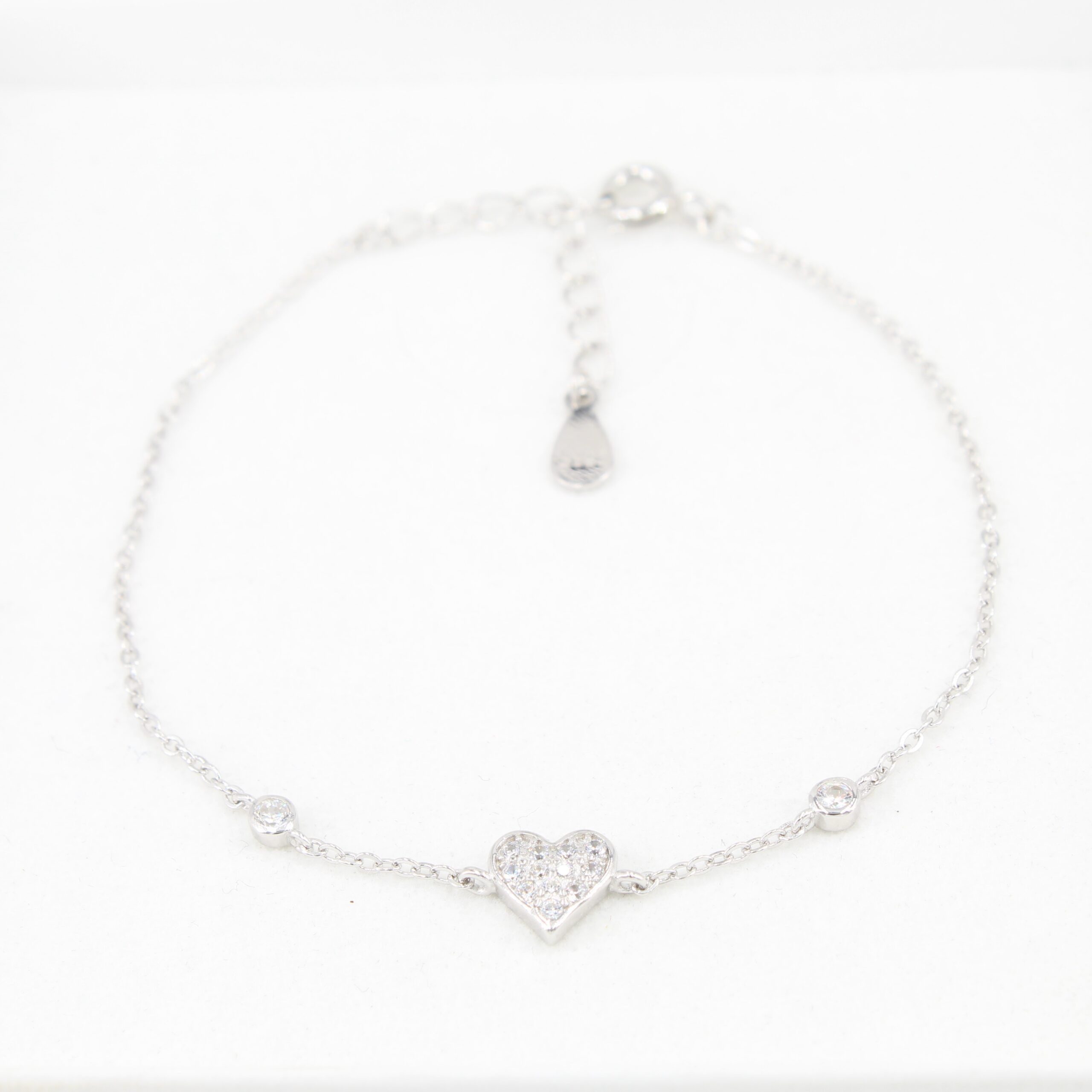 PANDACHARMS Silberarmband Armkettchen Funkelherz, 925 Silber m. Zirkonia, Länge variabel 15-18cm
