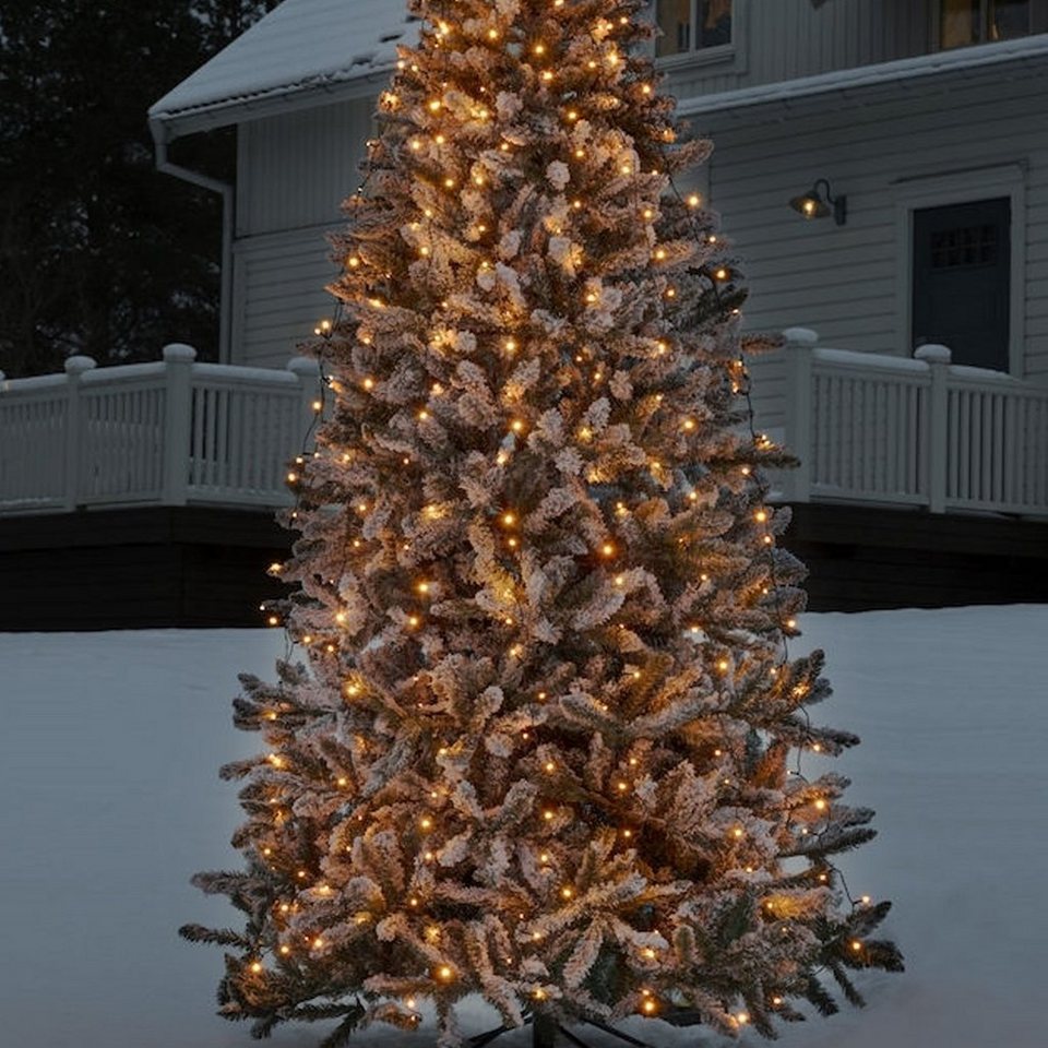 KONSTSMIDE LED-Baummantel Weihnachtsdeko aussen, Christbaumschmuck, Ring Ø  11, 8 Stränge à 30 bernsteinfb. Dioden, gefrostet, vormontiert, 8 Stränge á  30 gefrosteten Dioden