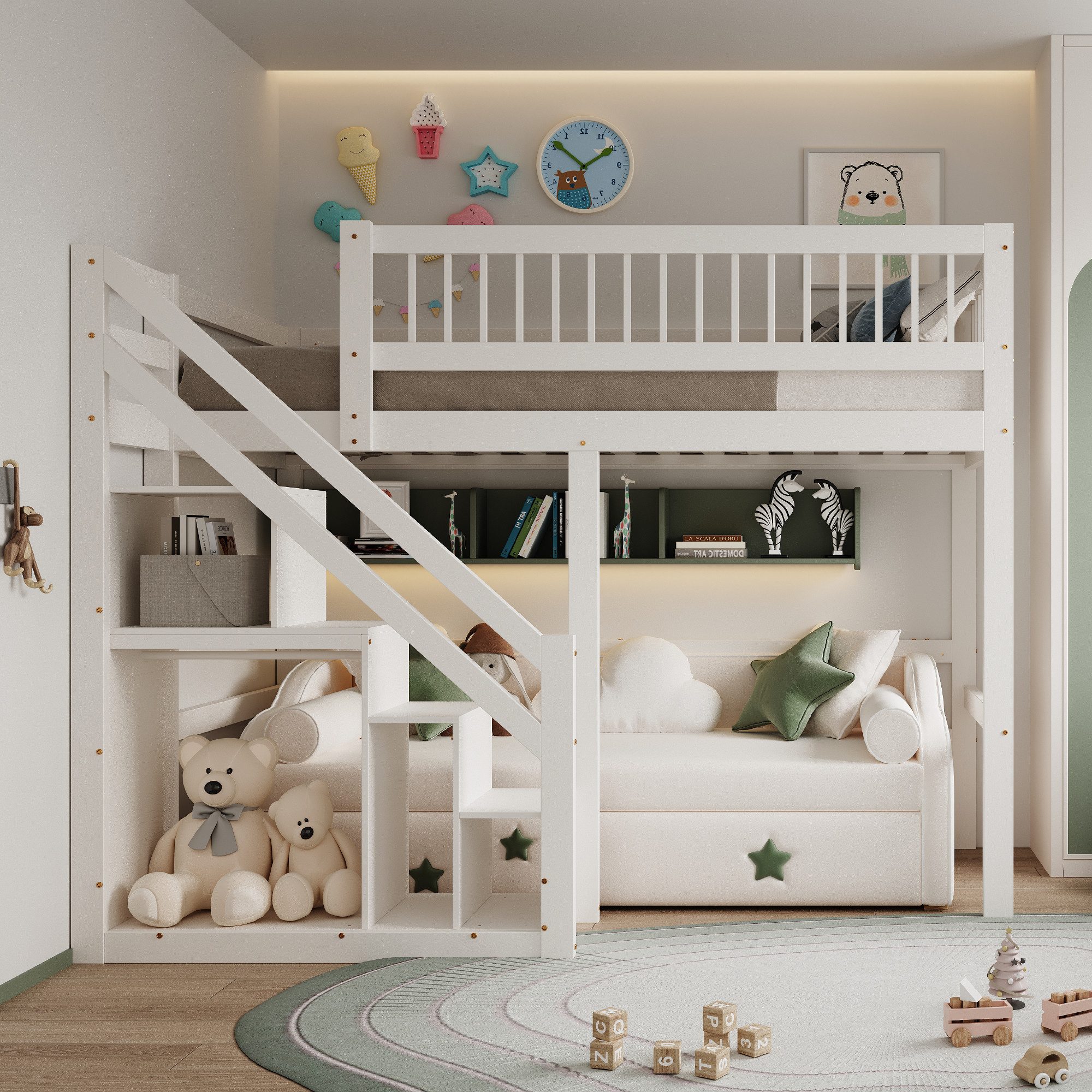 Merax Etagenbett mit Treppe und Stauraum, günstig online kaufen