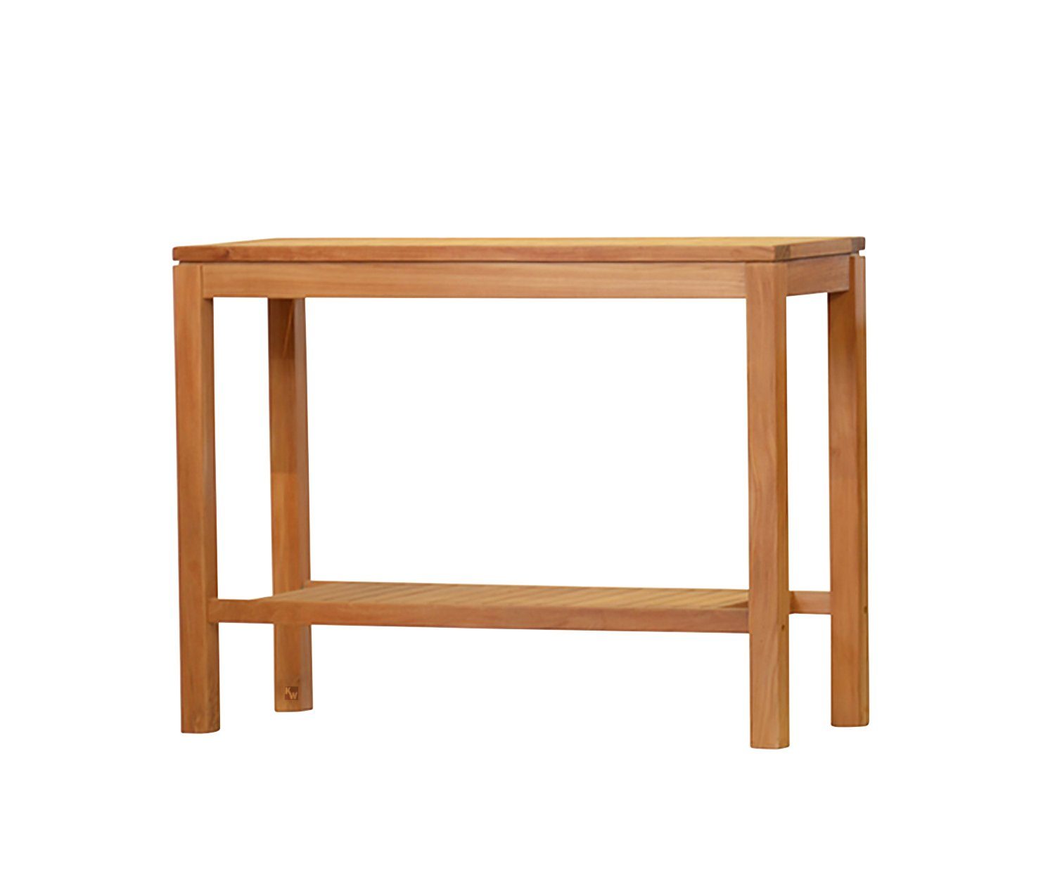 Kai Wiechmann Beistelltisch Edler Teak Konsolentisch 120 x 45 cm als wetterfeste Gartenanrichte, unbehandelte Teak Konsole mit zwei Ebenen