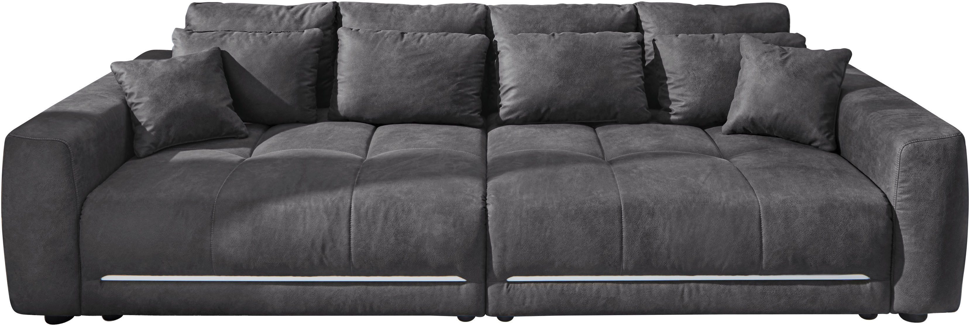 Jockenhöfer Gruppe Big-Sofa Lumina, XXL, B: 294 cm, mit LED-RGB-Beleuchtung, Liegefläche 120x240cm, Mega-Sofa, inklusive Federkernpolsterung und 10 Kissen