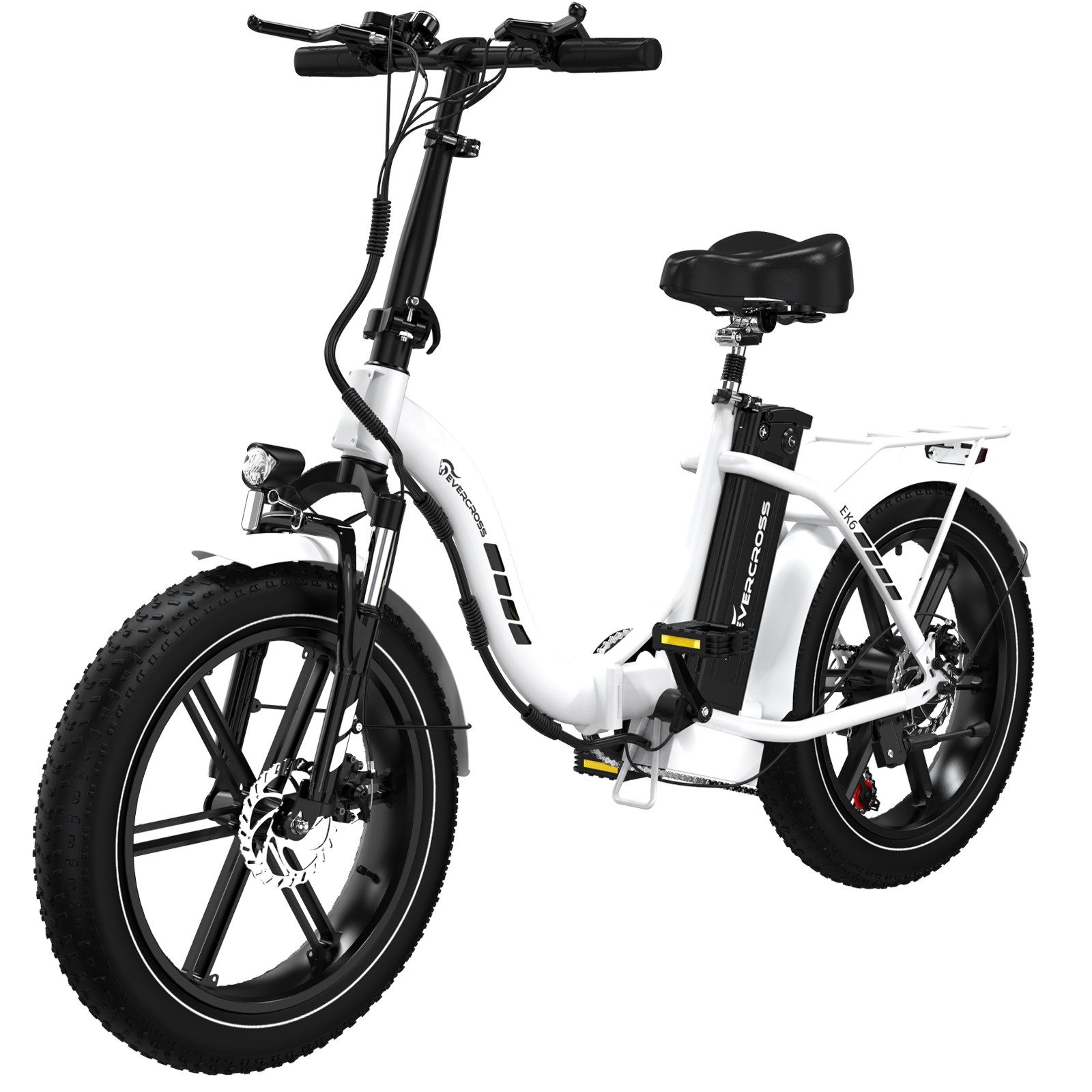 EVERCROSS TECH E-Bike 20×4.0 Fatbike, 7-Gang Shimano, 48V 18Ah abnehmbarer Akku 130km, Heckmotor, 864 Wh, 250W Motor Elektrofahrräder für Damen und Herren